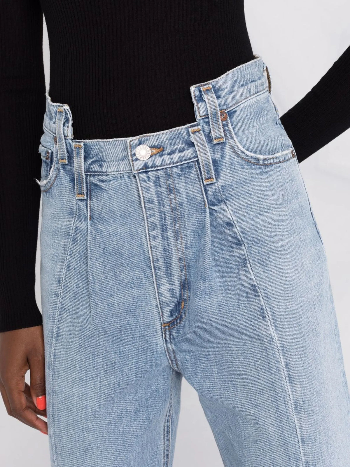 Pieced Angled straight-leg jeans