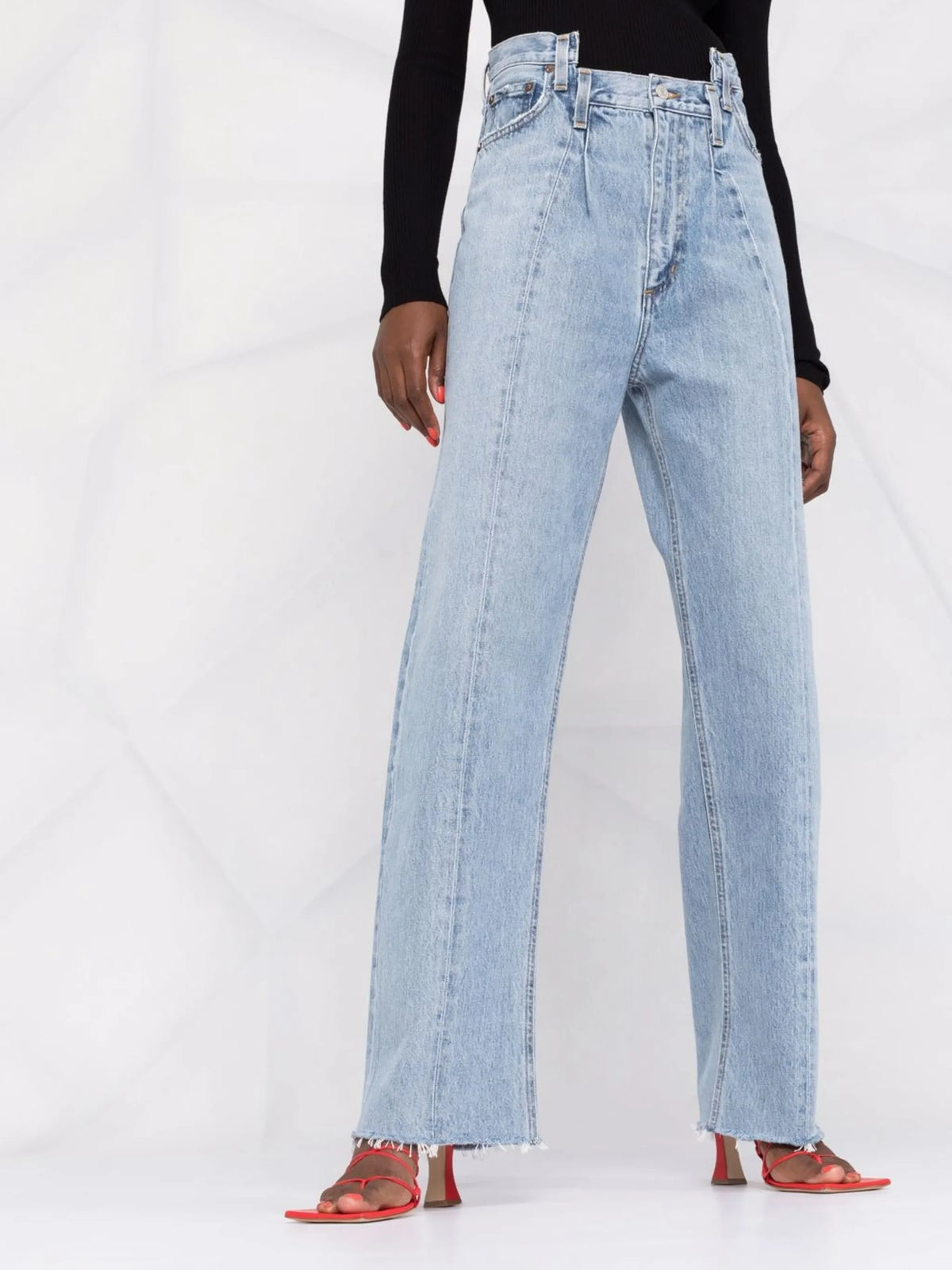 Pieced Angled straight-leg jeans