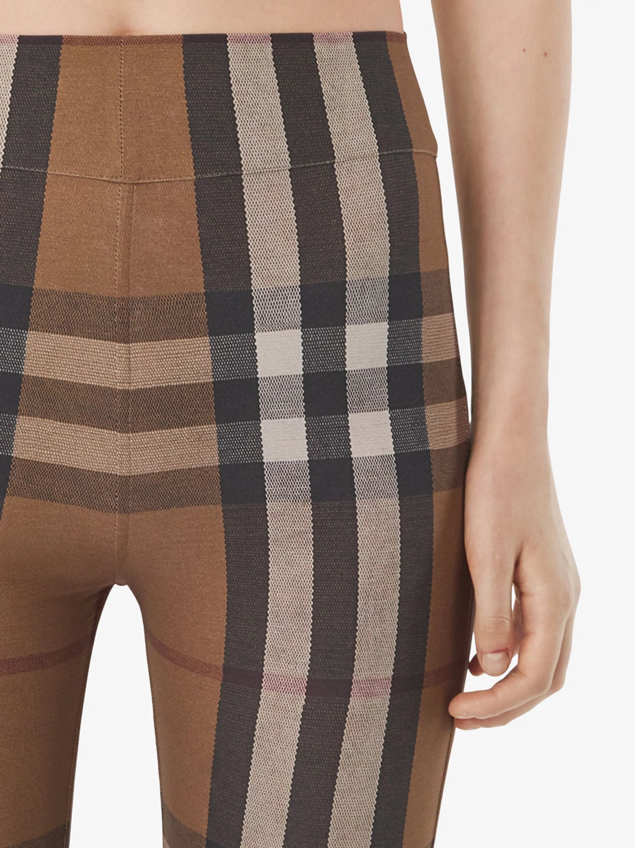 check-print cycling shorts