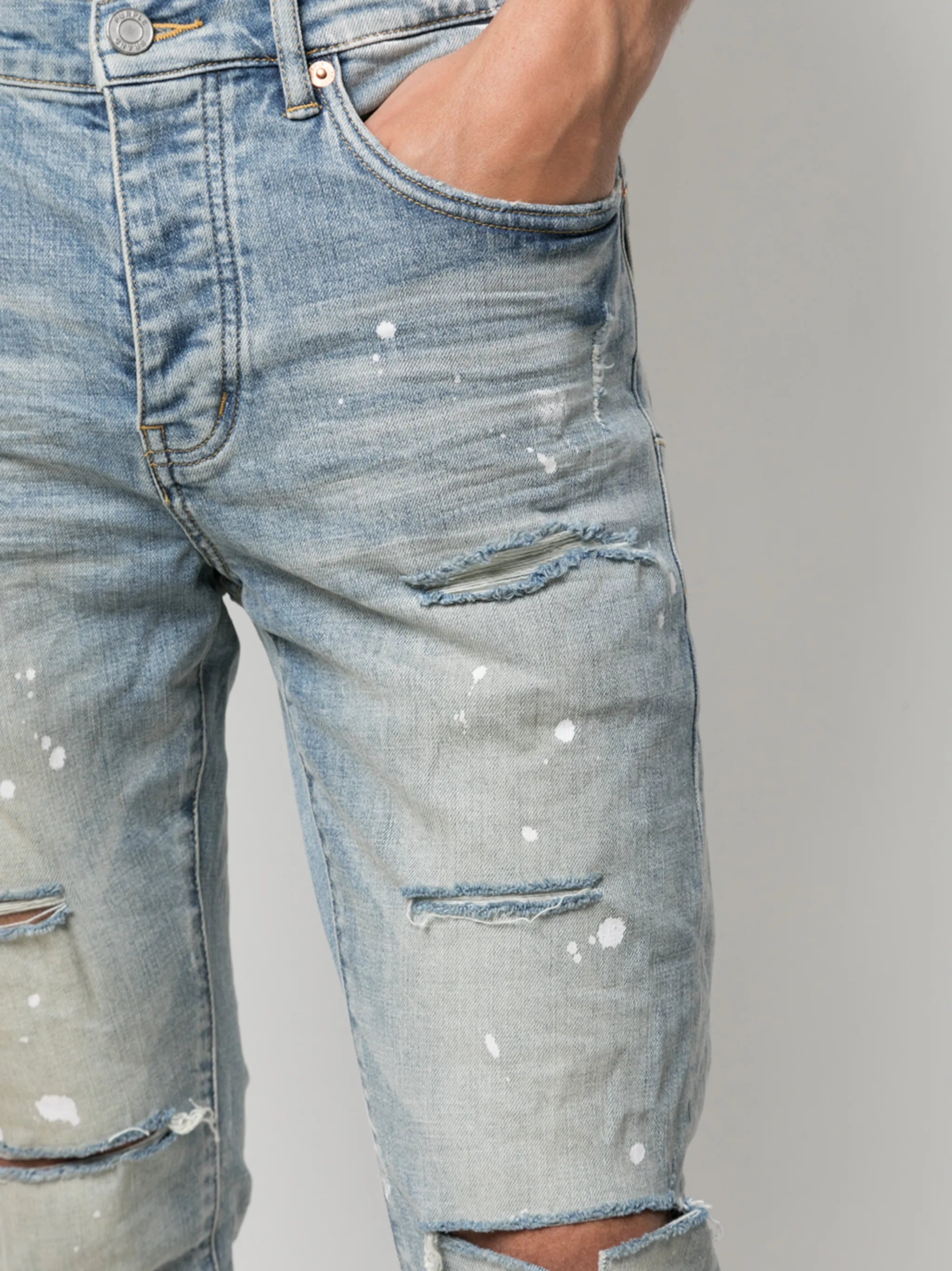 P001 light indigo paint pants