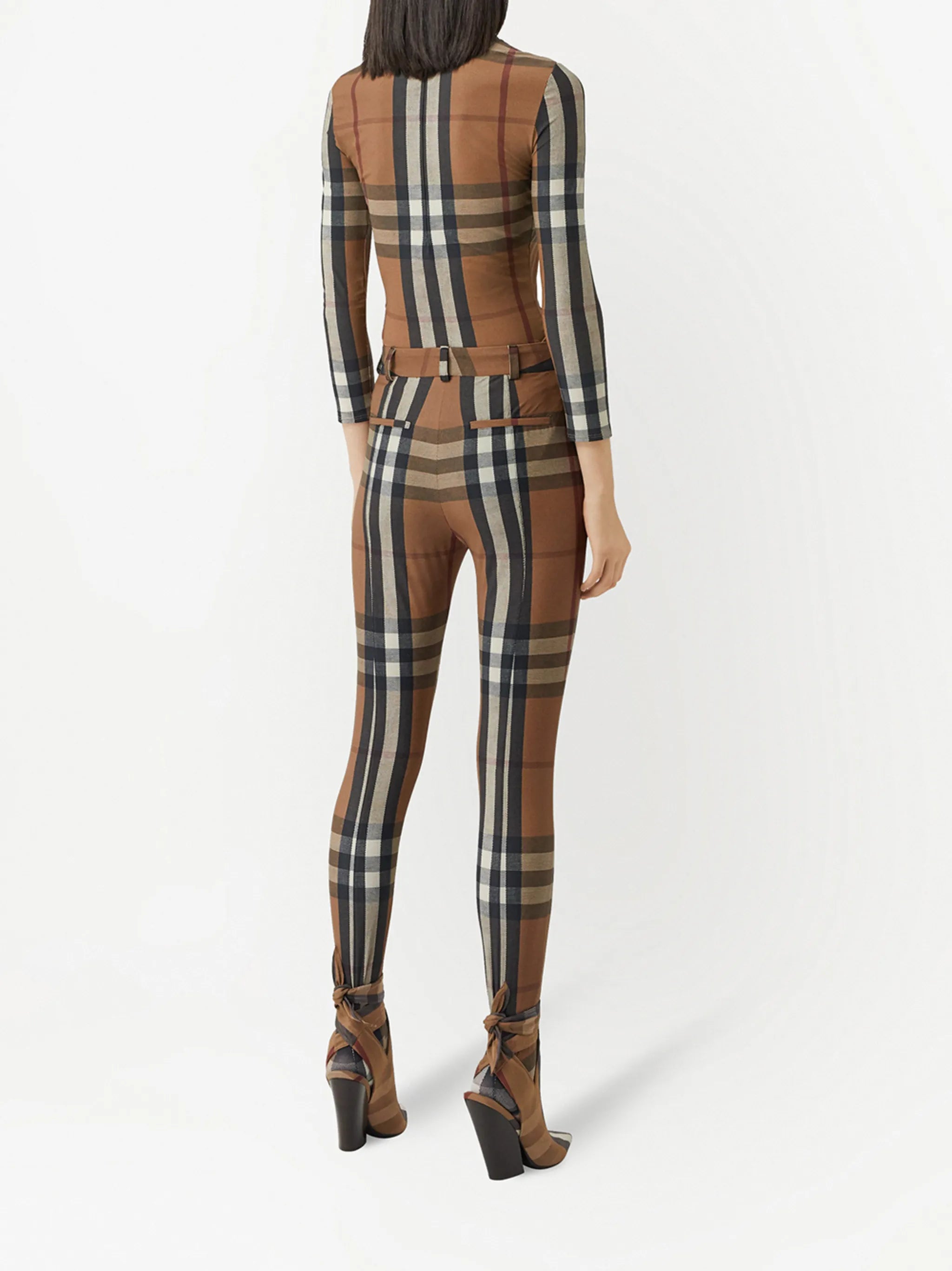 check-print turtleneck top