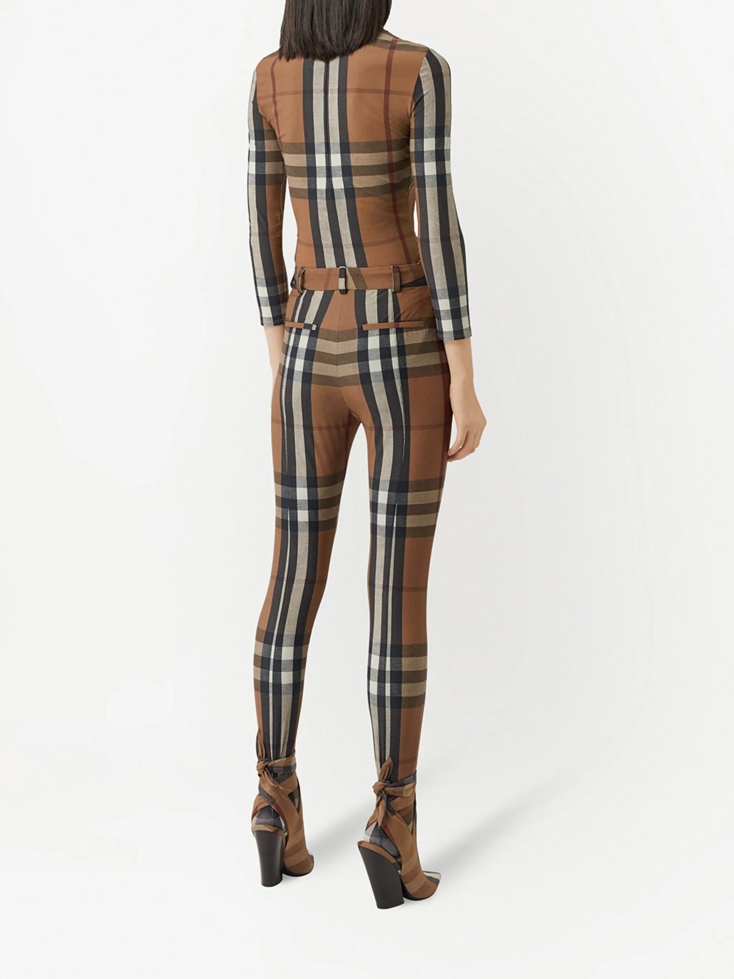 check-print turtleneck top