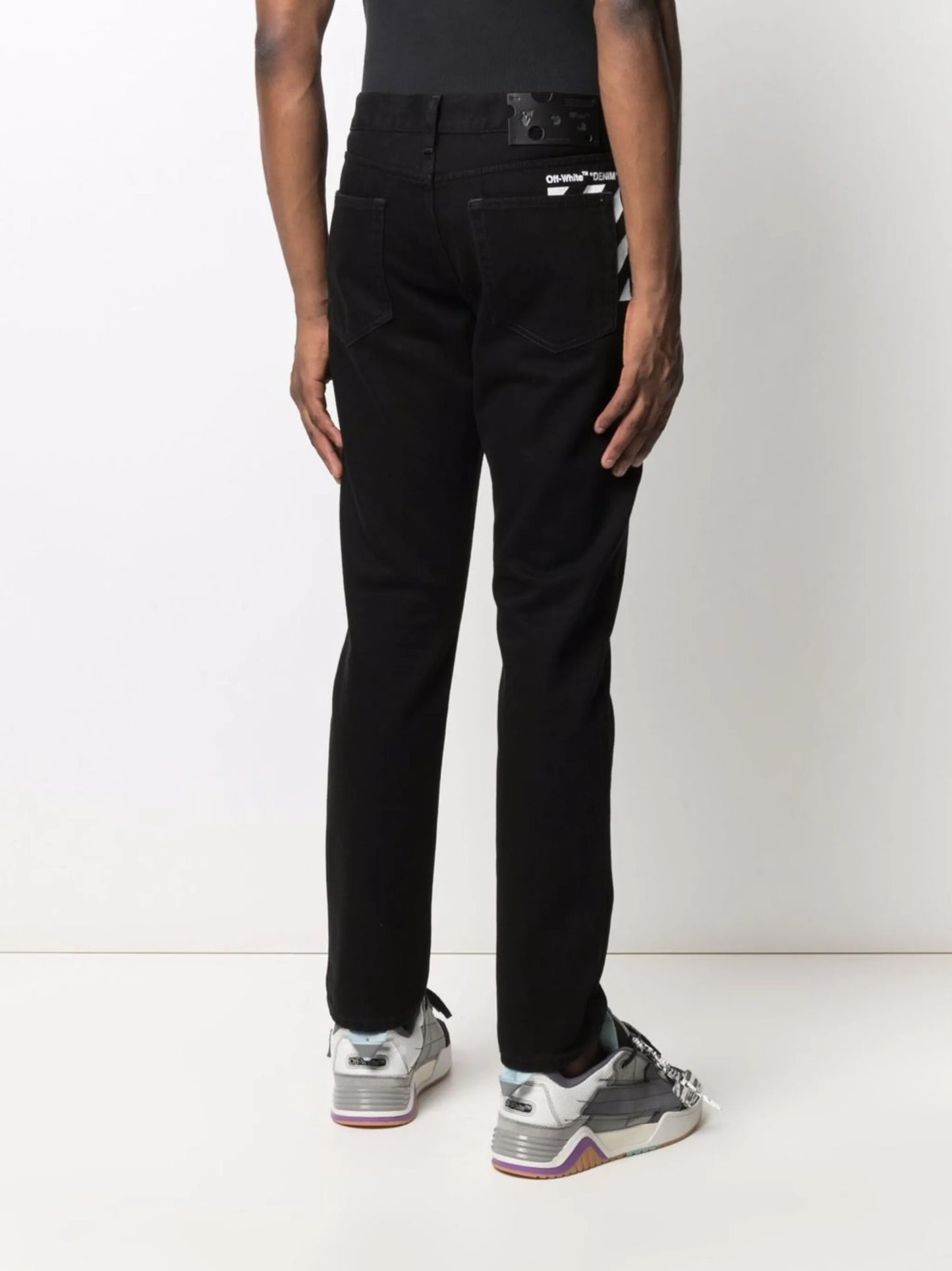 Diag-stripe skinny jeans