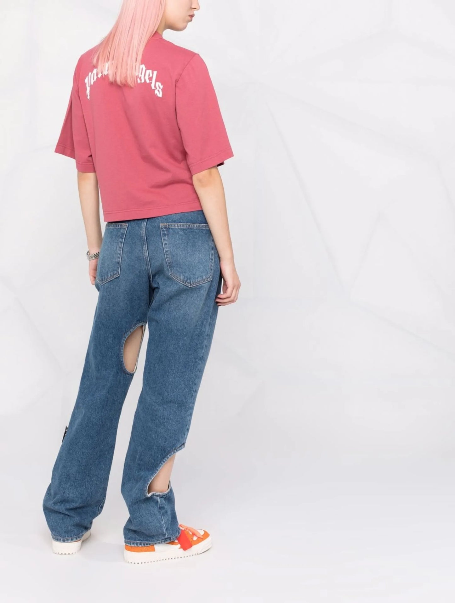 bear-print cropped T-shirt