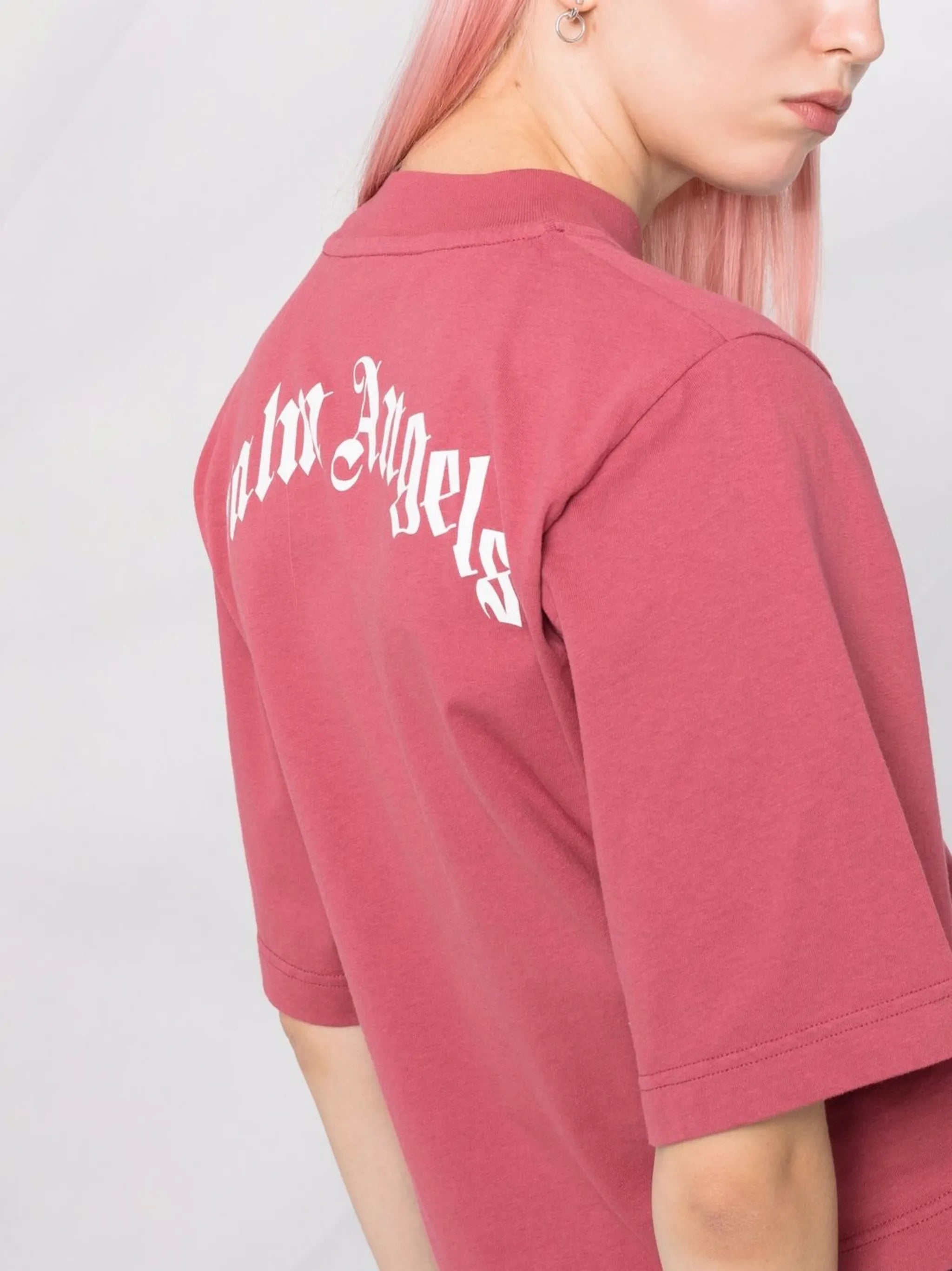 bear-print cropped T-shirt