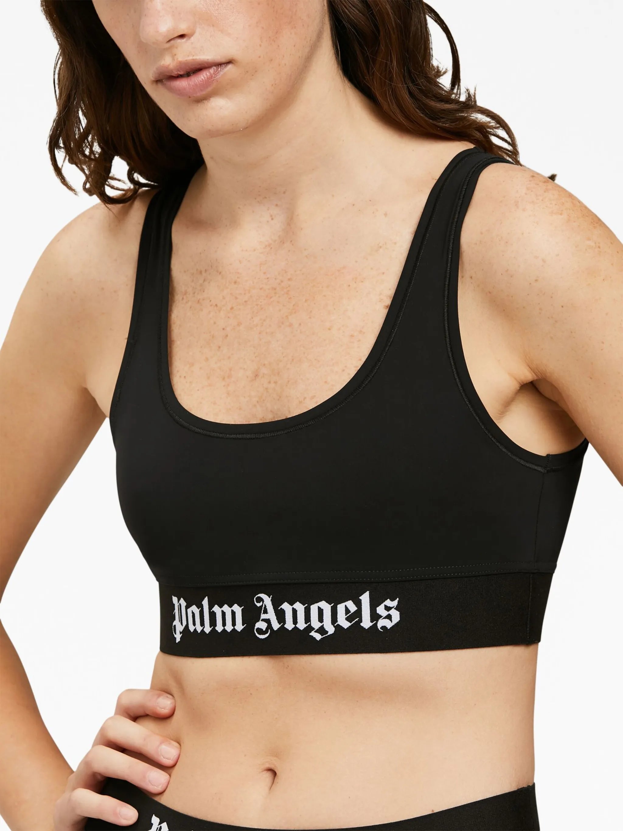 logo print sports bra