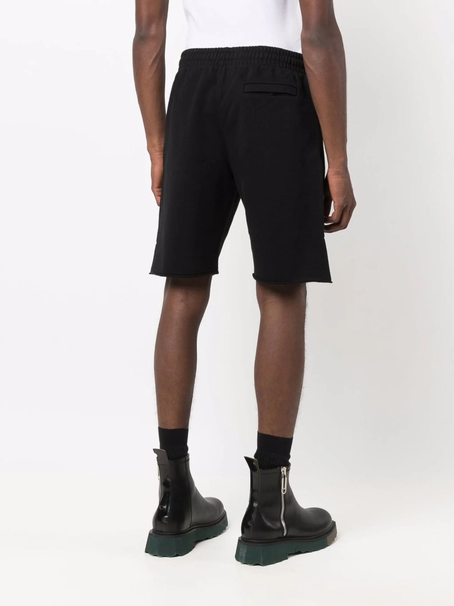 raw-cut hem track shorts