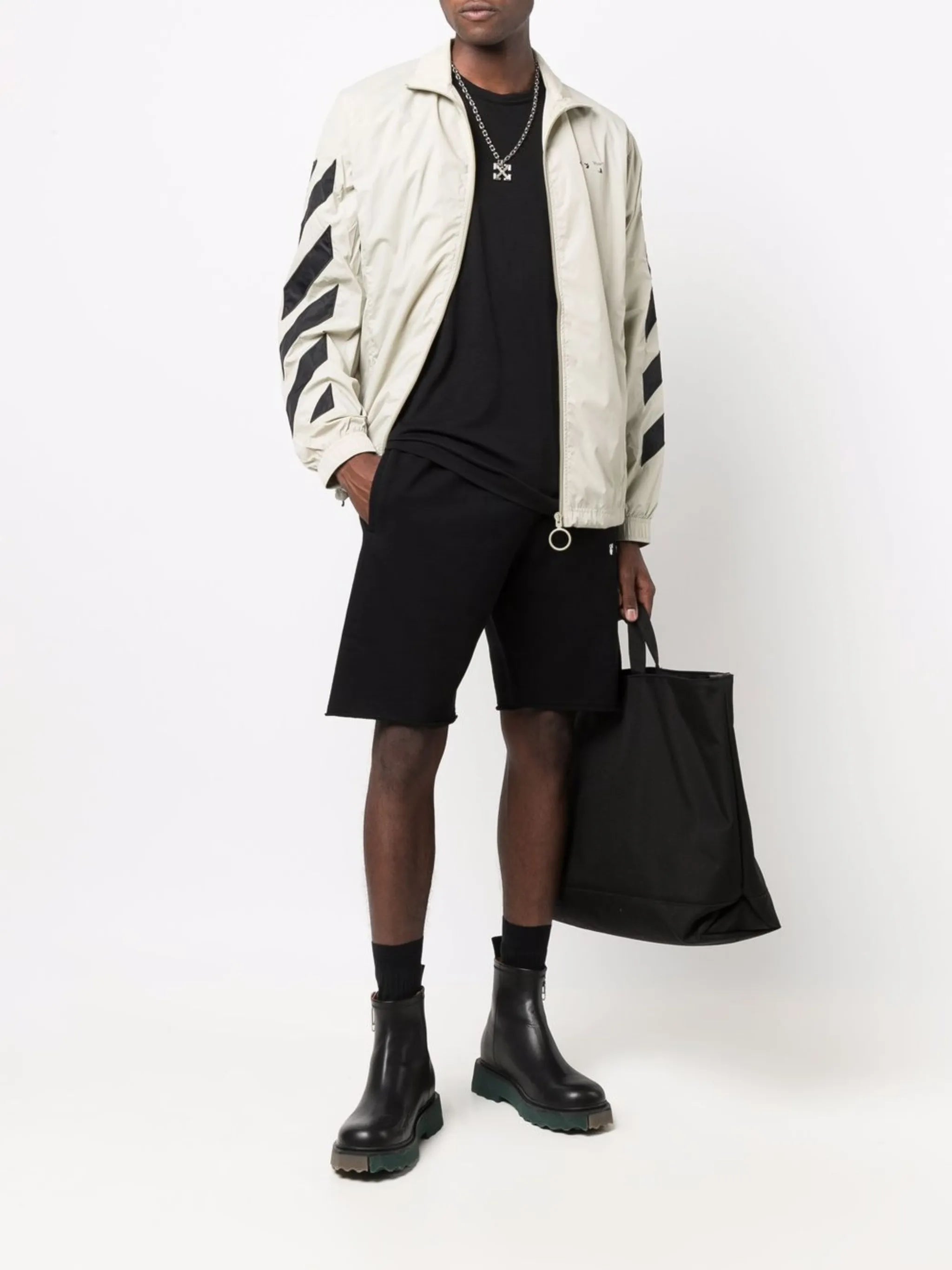 raw-cut hem track shorts