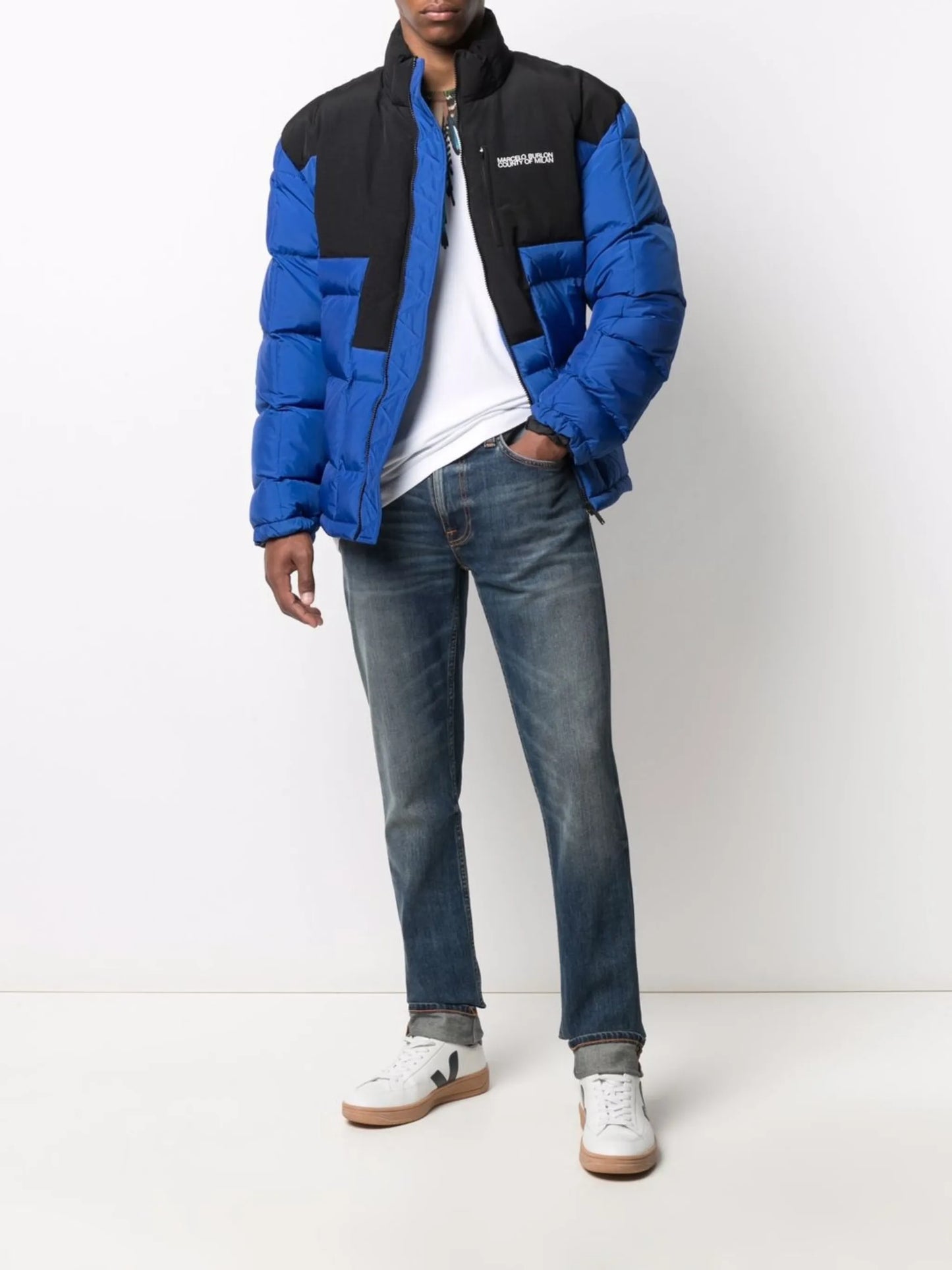 quilted cross block jacket
