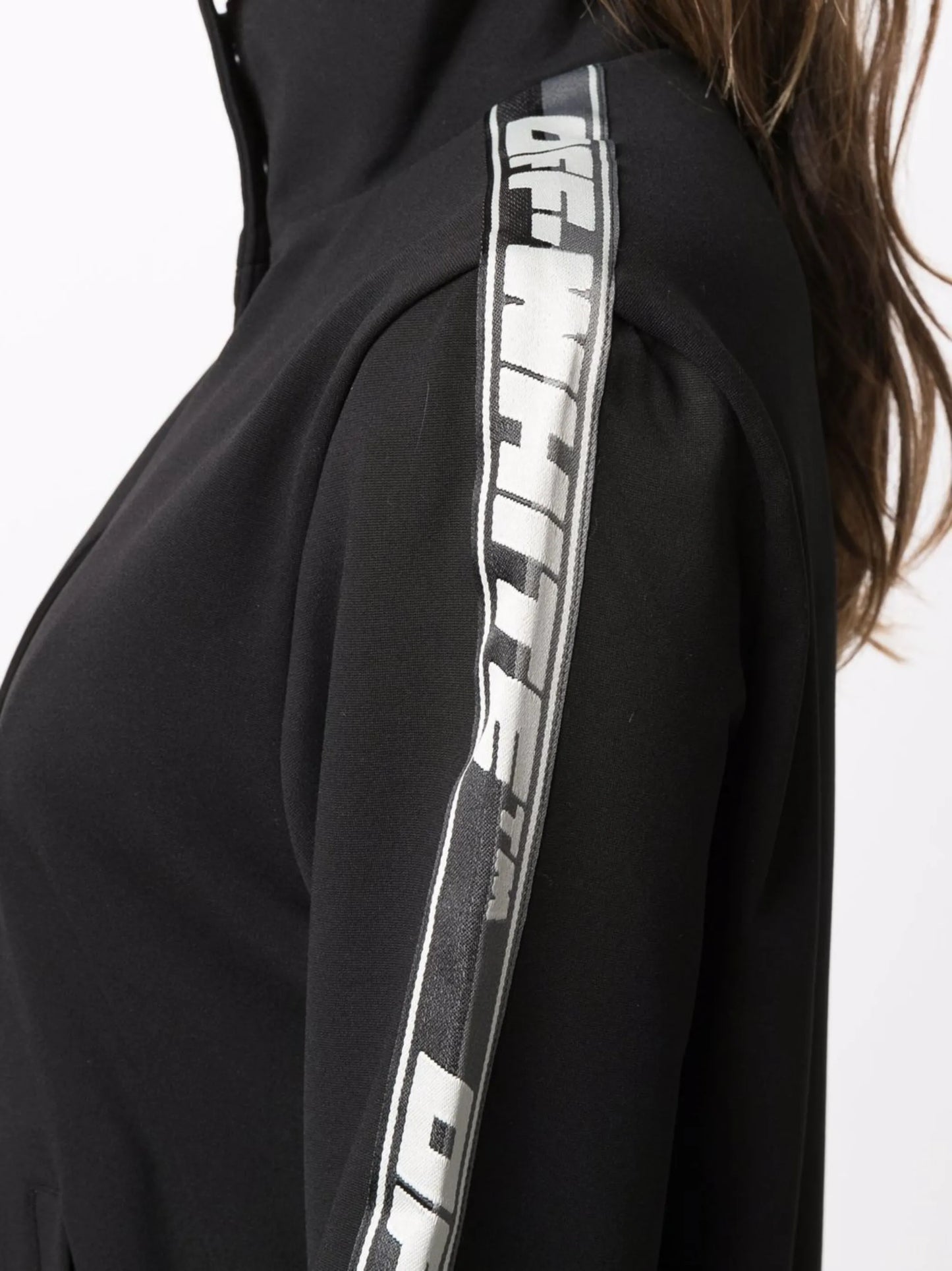 logo-striped high neck jacket