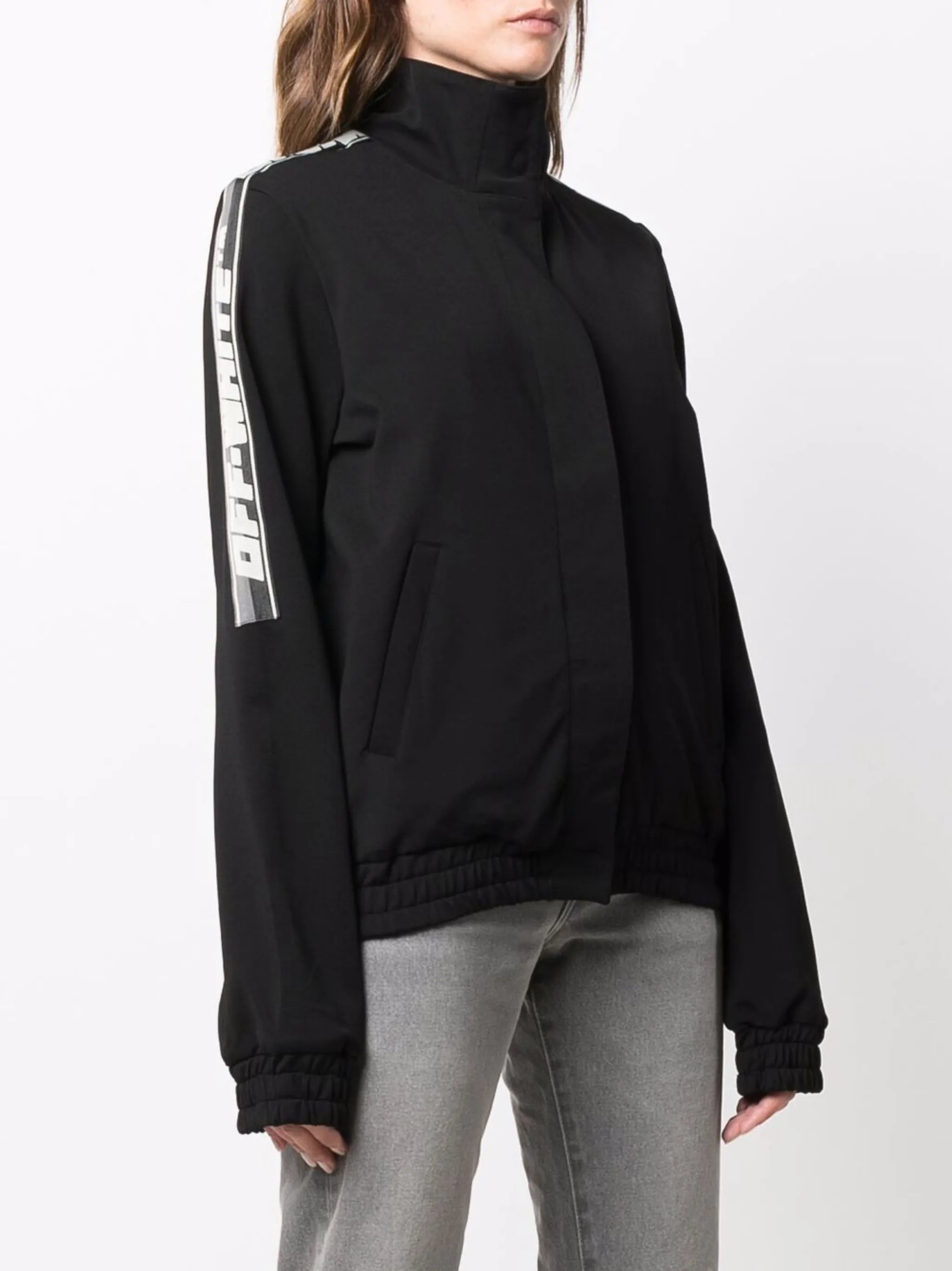 logo-striped high neck jacket