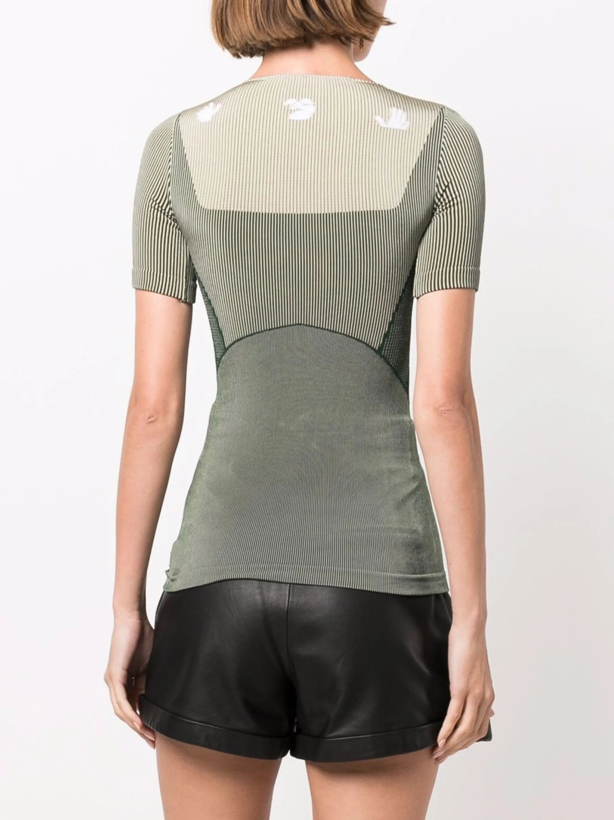 shiny seamless logo-knit fitted T-shirt