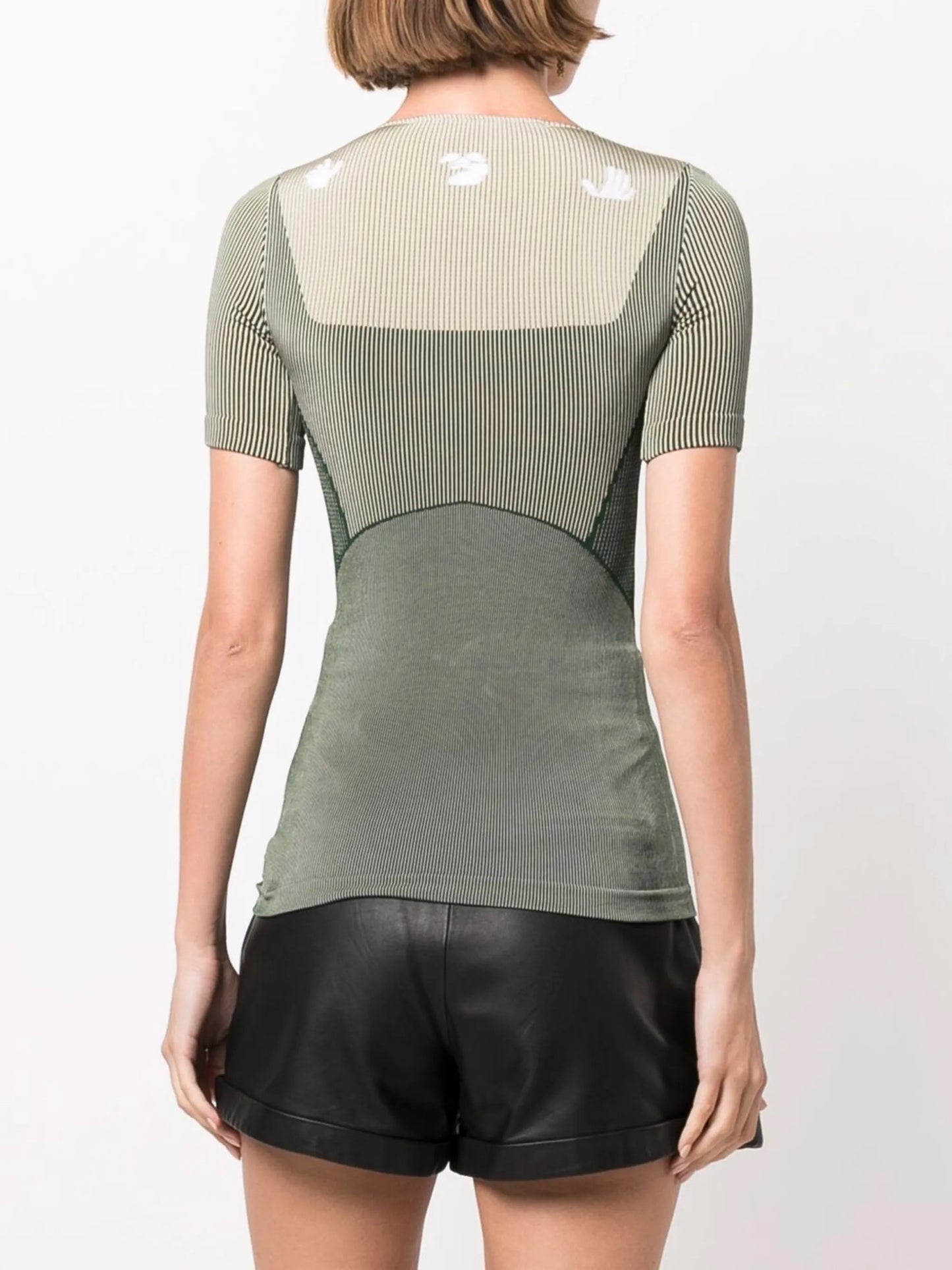 shiny seamless logo-knit fitted T-shirt