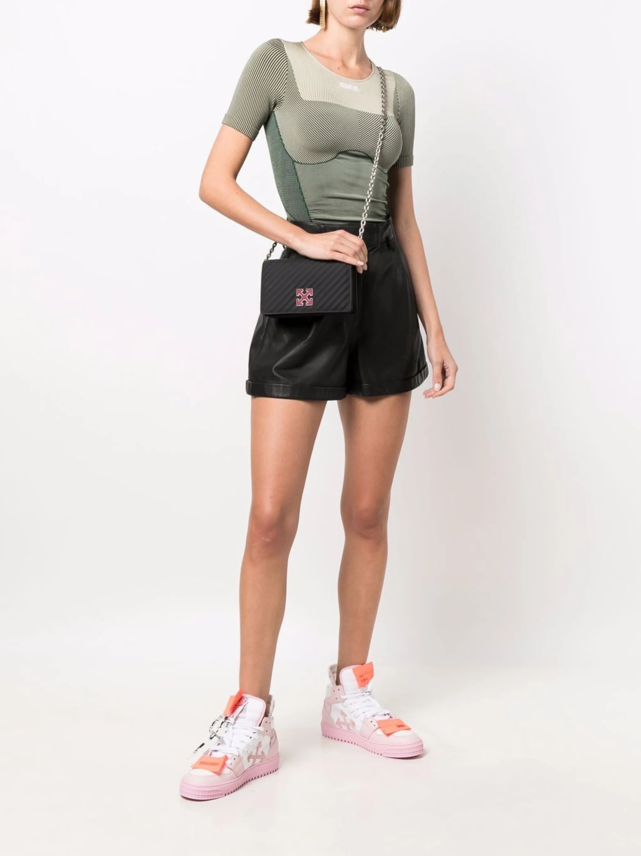 shiny seamless logo-knit fitted T-shirt