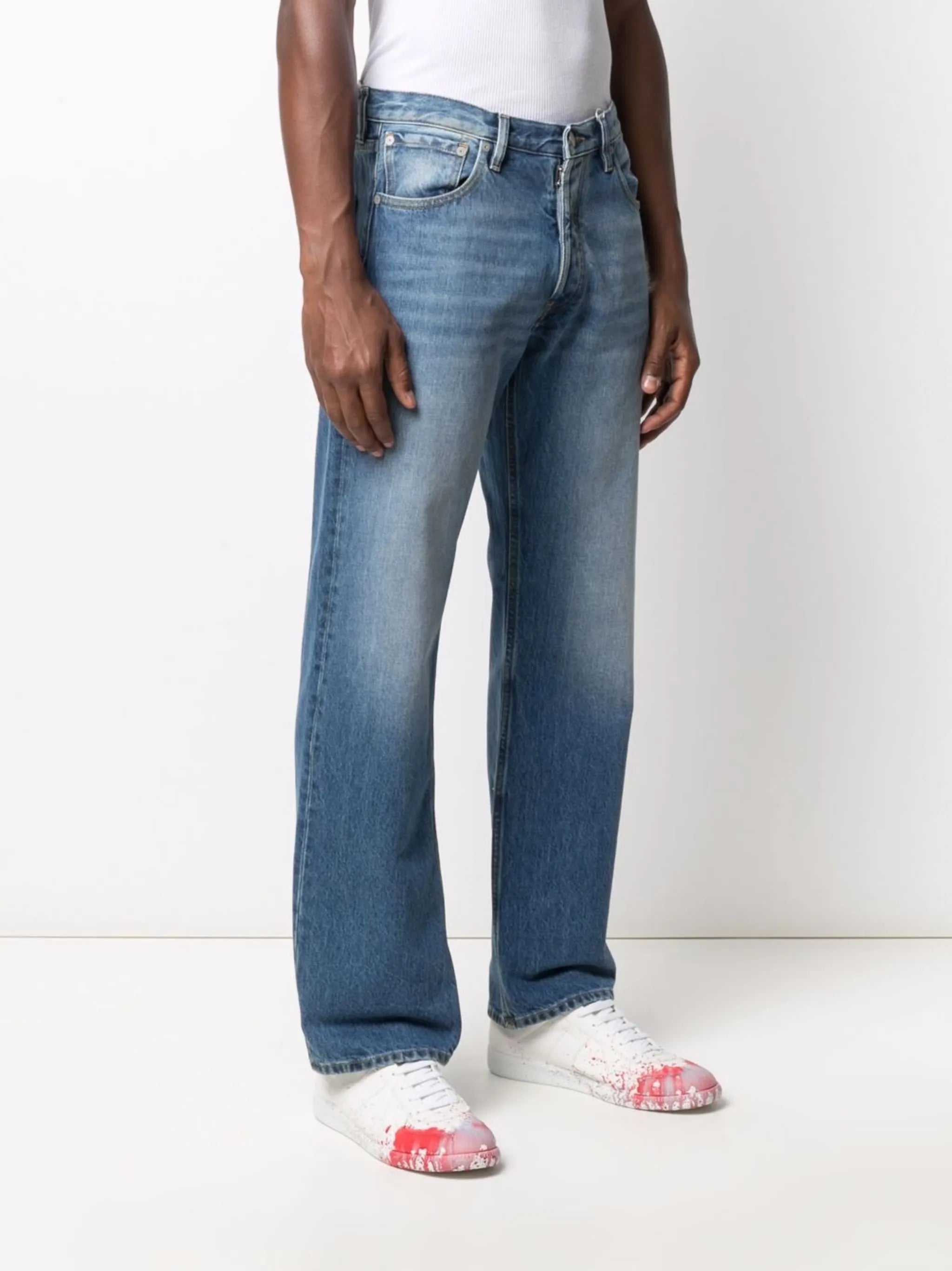 straight-cut denim jeans