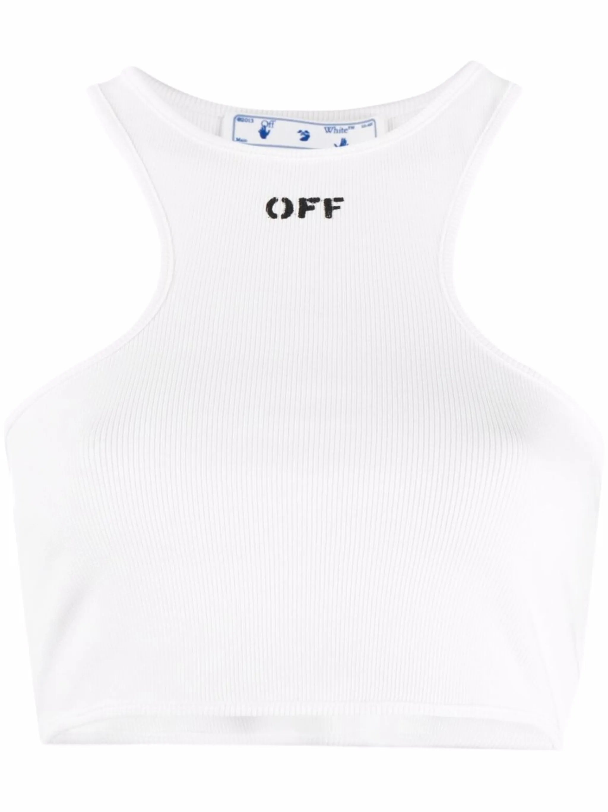ribbed logo-print vest