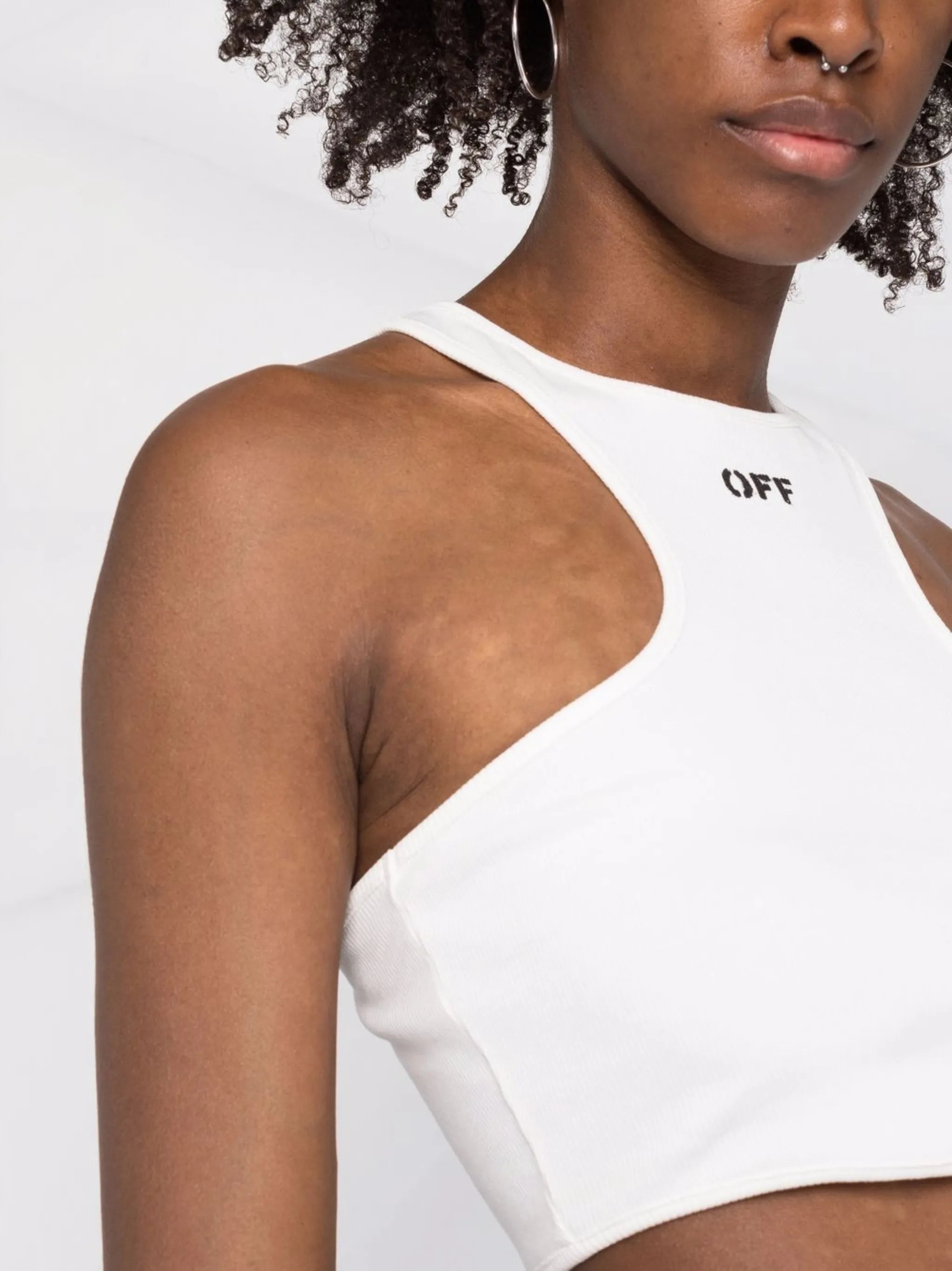 ribbed logo-print vest