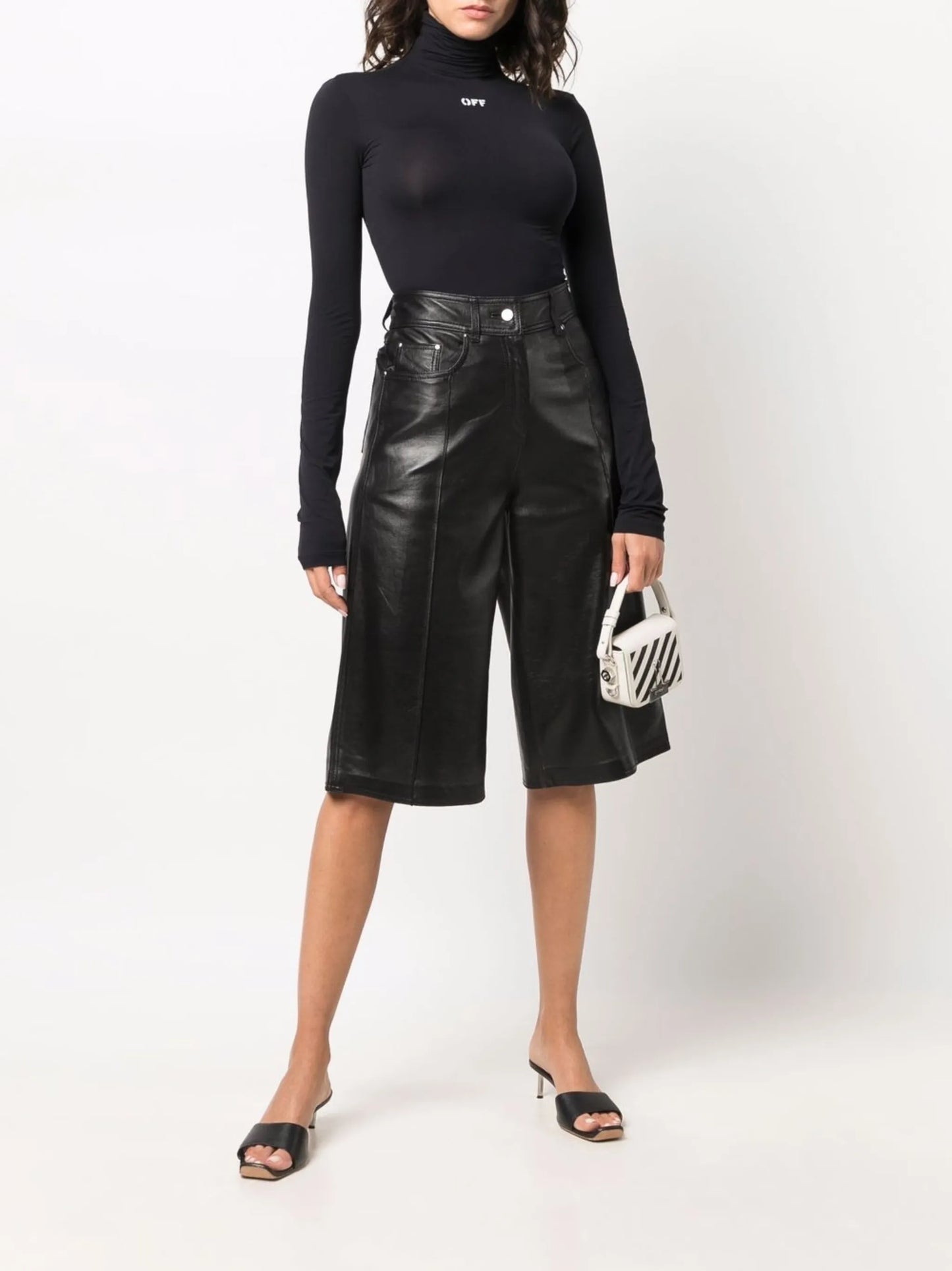 logo-print roll neck top