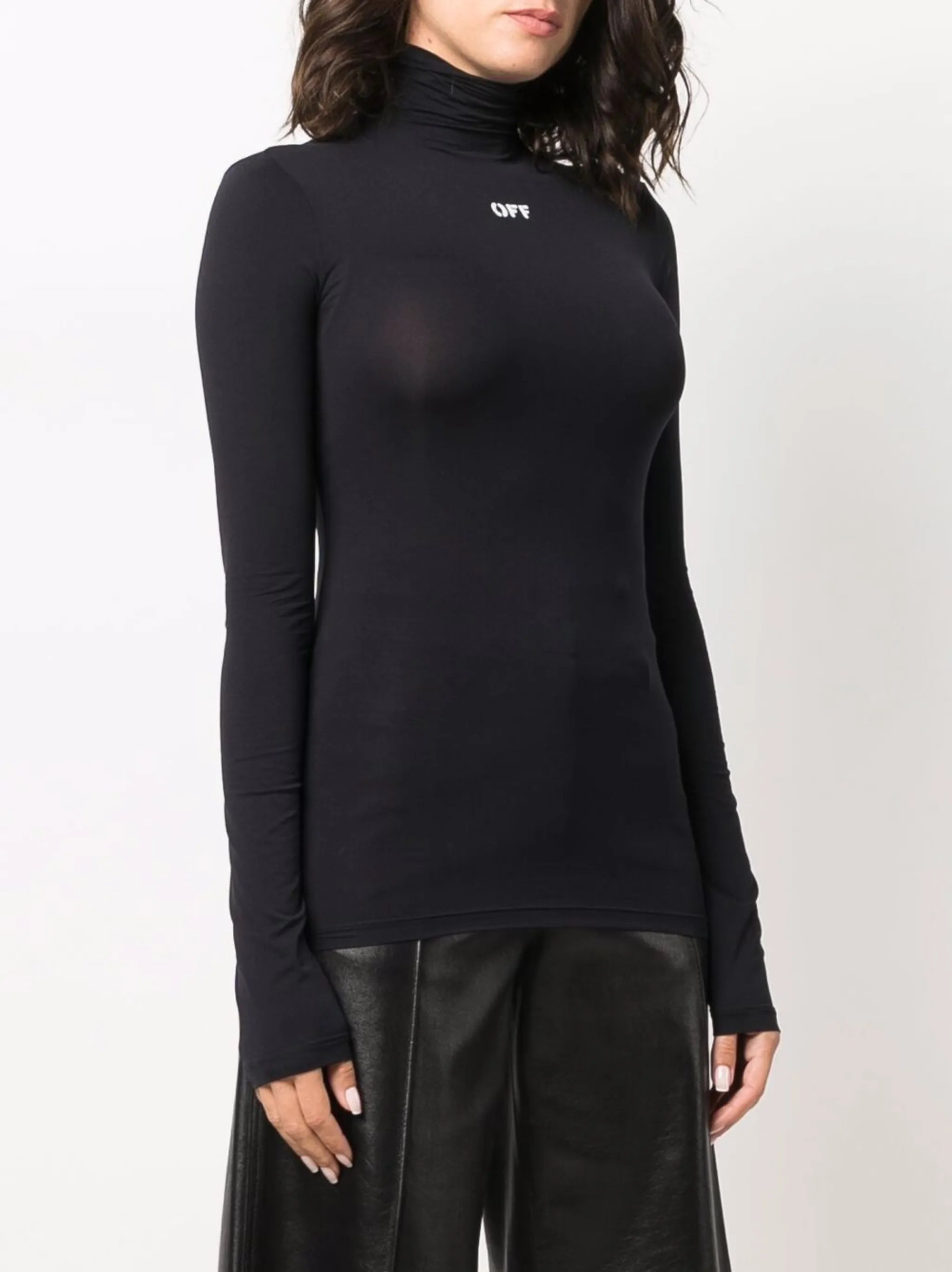 logo-print roll neck top