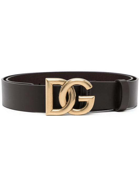 logo-buckle leather belt