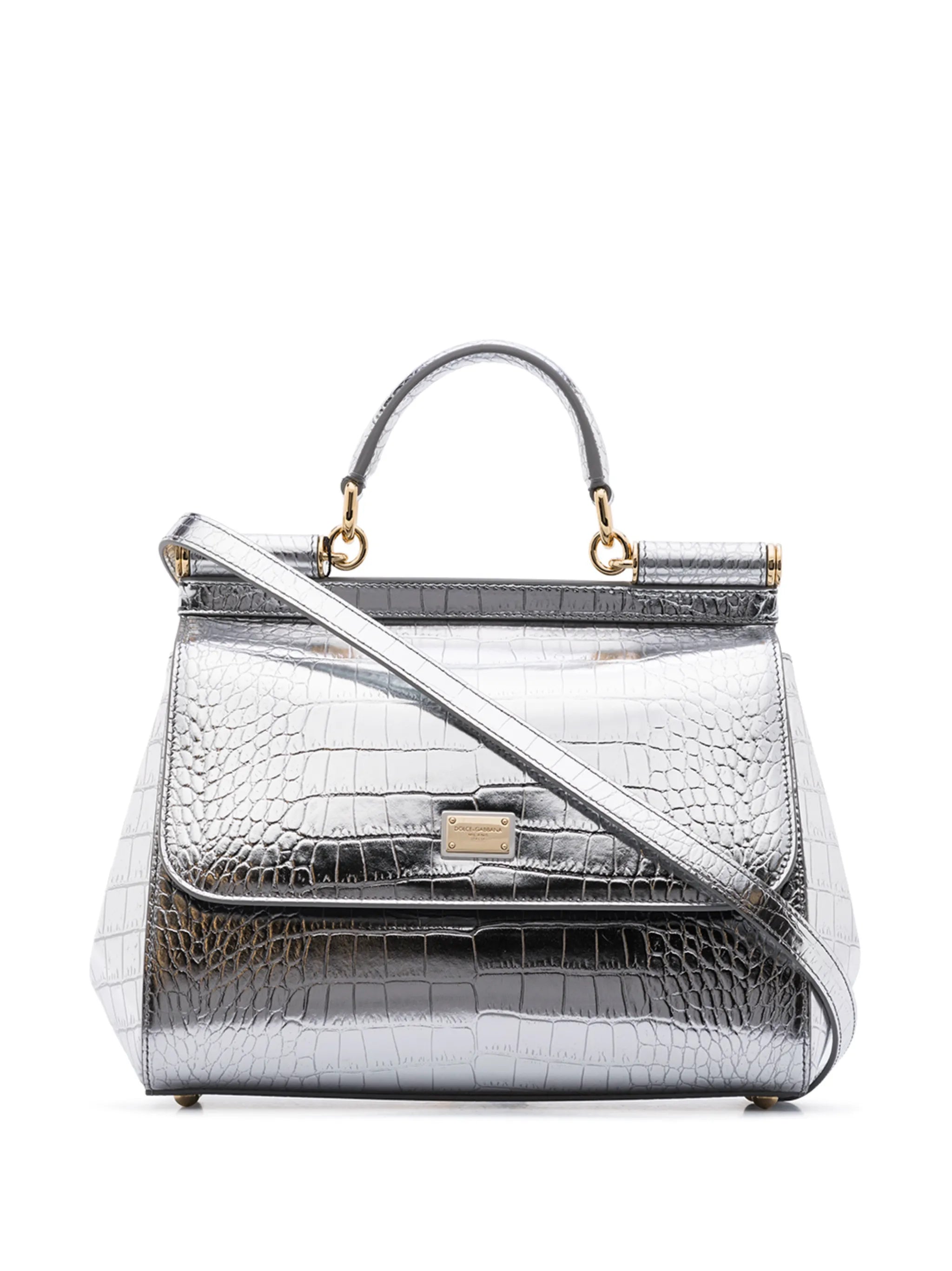 small Sicily crocodile-embossed top-handle bag