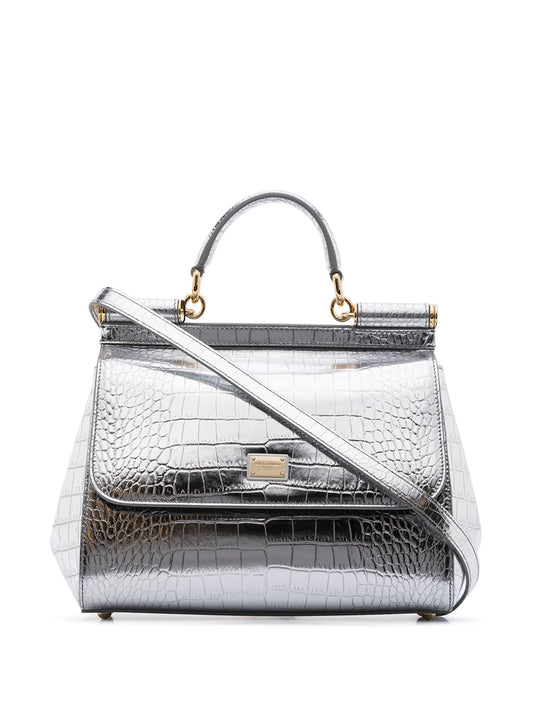 small Sicily crocodile-embossed top-handle bag