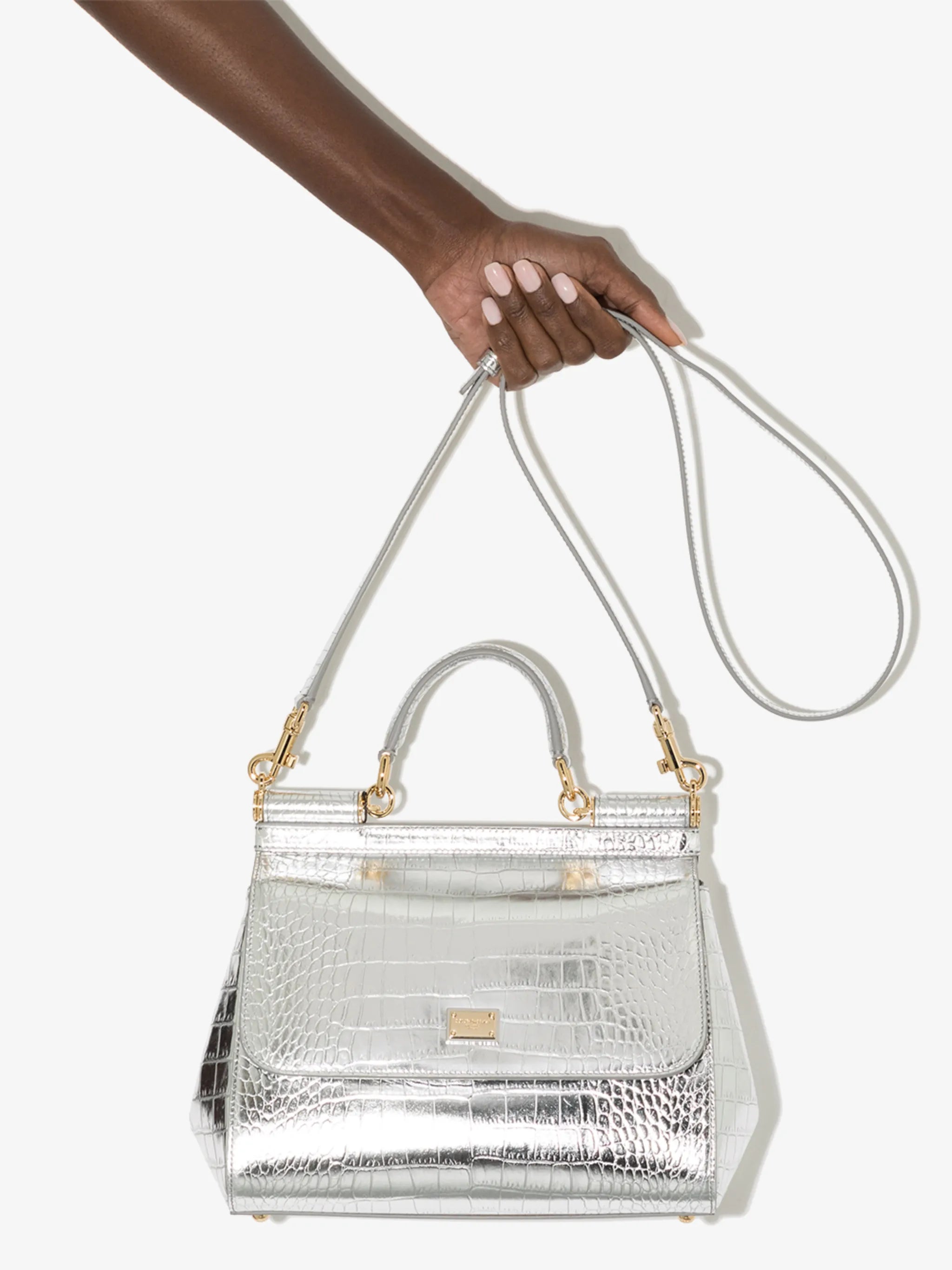 small Sicily crocodile-embossed top-handle bag