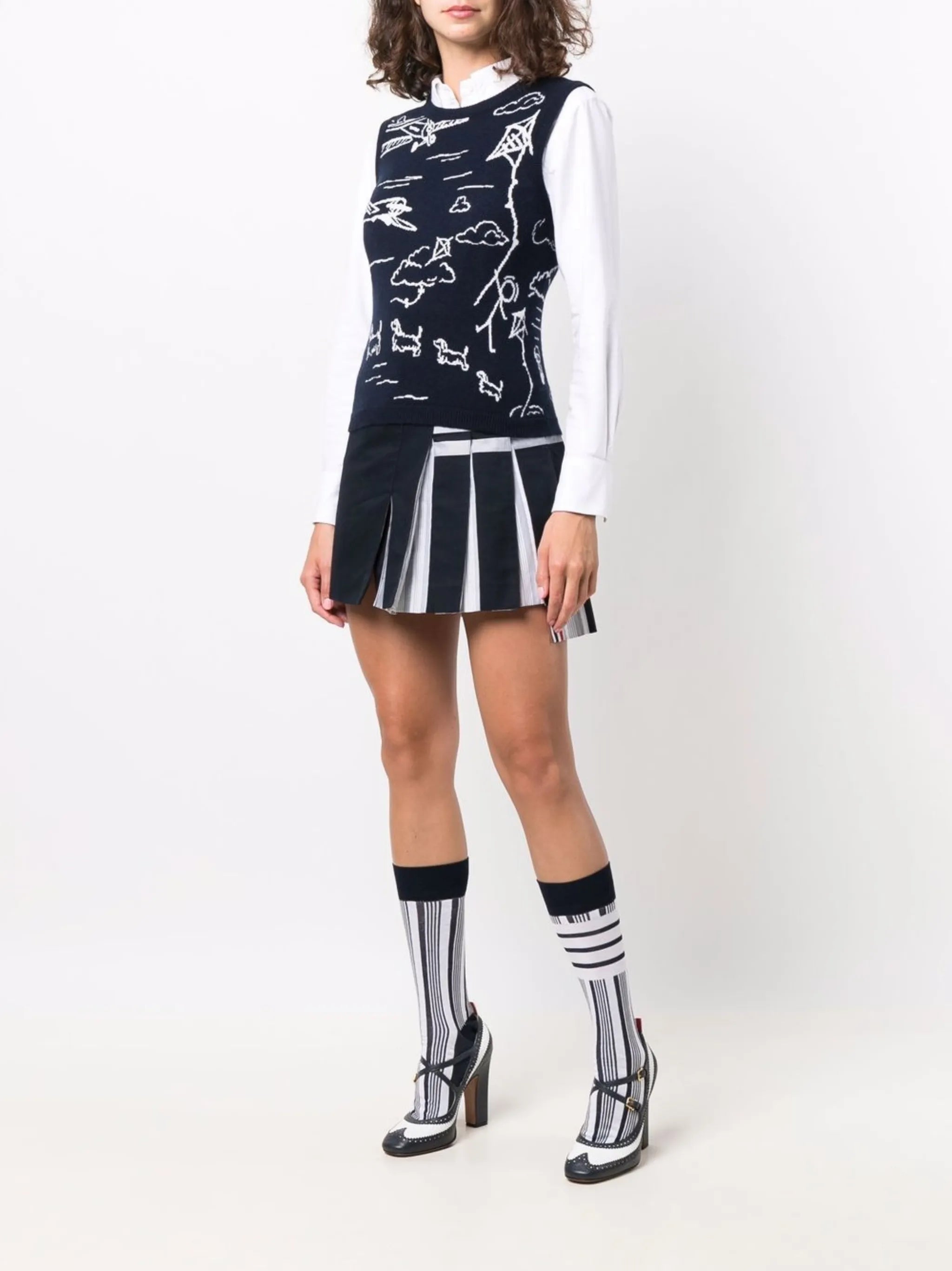 4-Bar pleated skirt