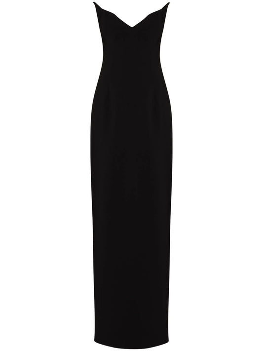 V-neck strapless gown