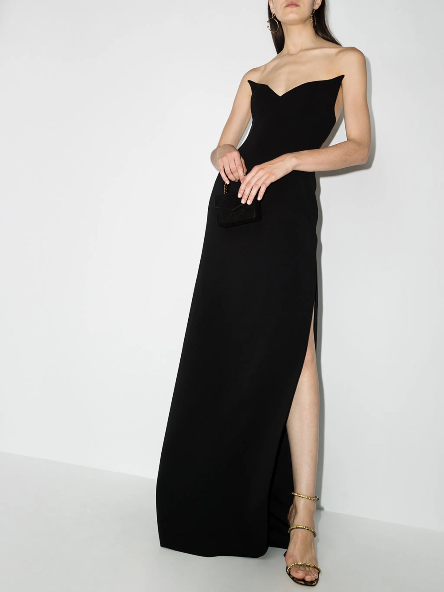 V-neck strapless gown