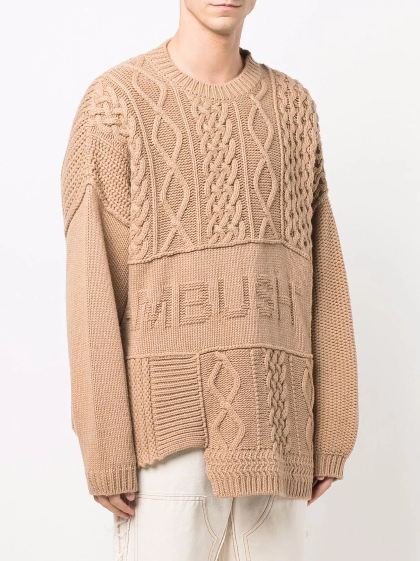 patchwork cable-knit jumper
