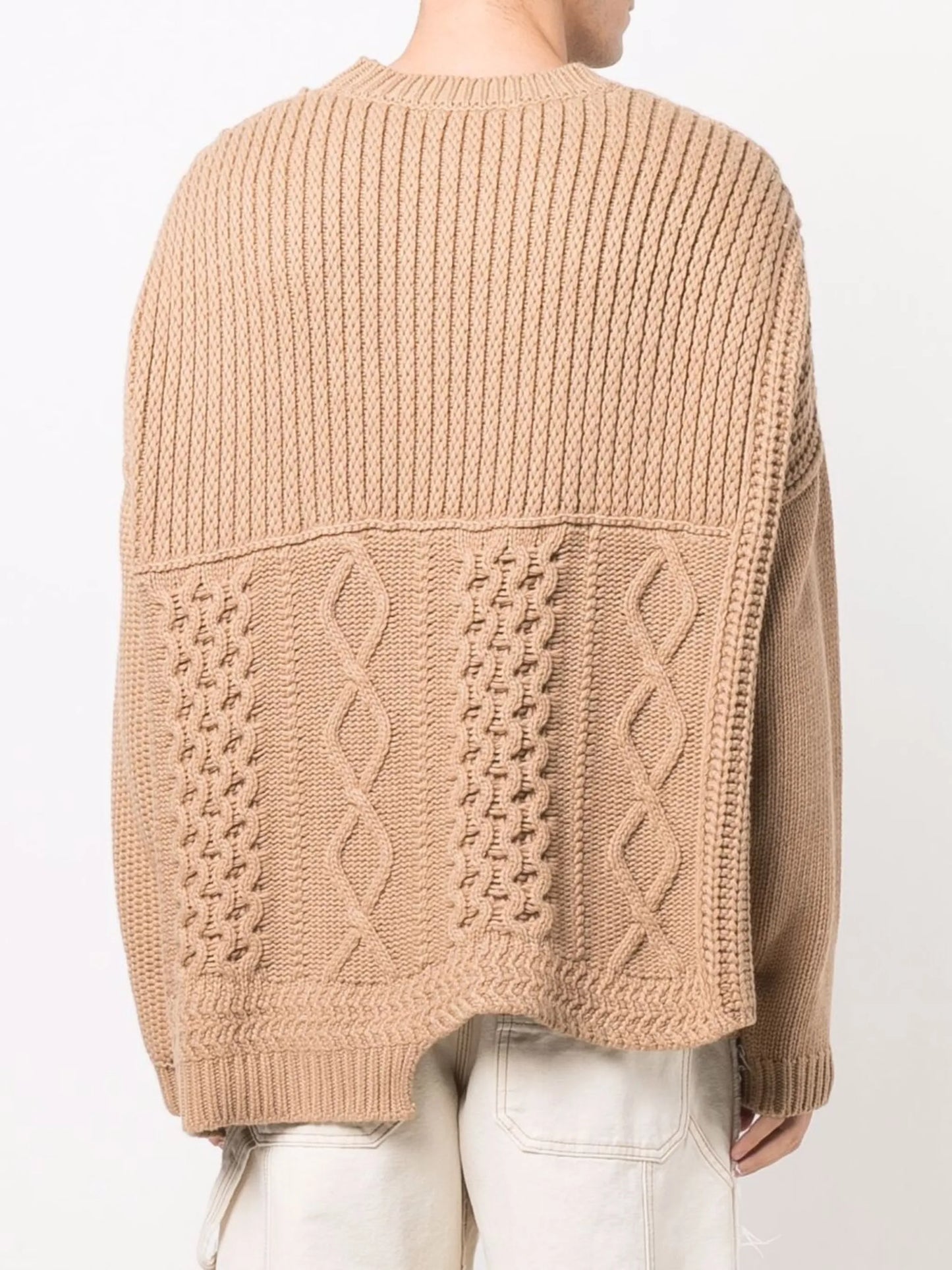 patchwork cable-knit jumper