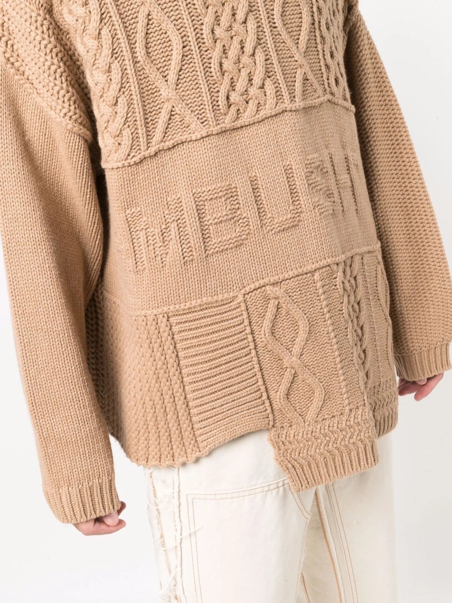 patchwork cable-knit jumper