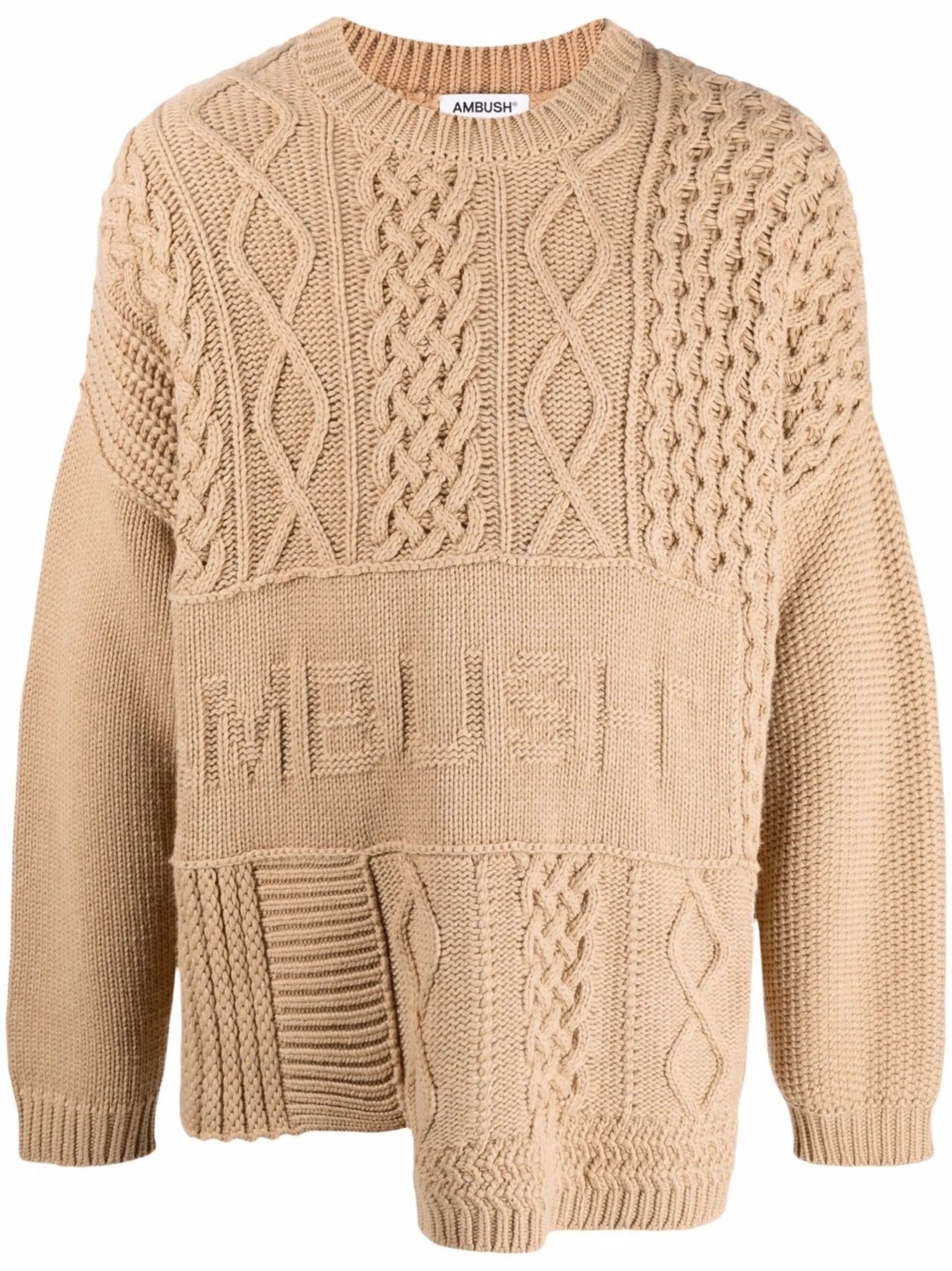 patchwork cable-knit jumper