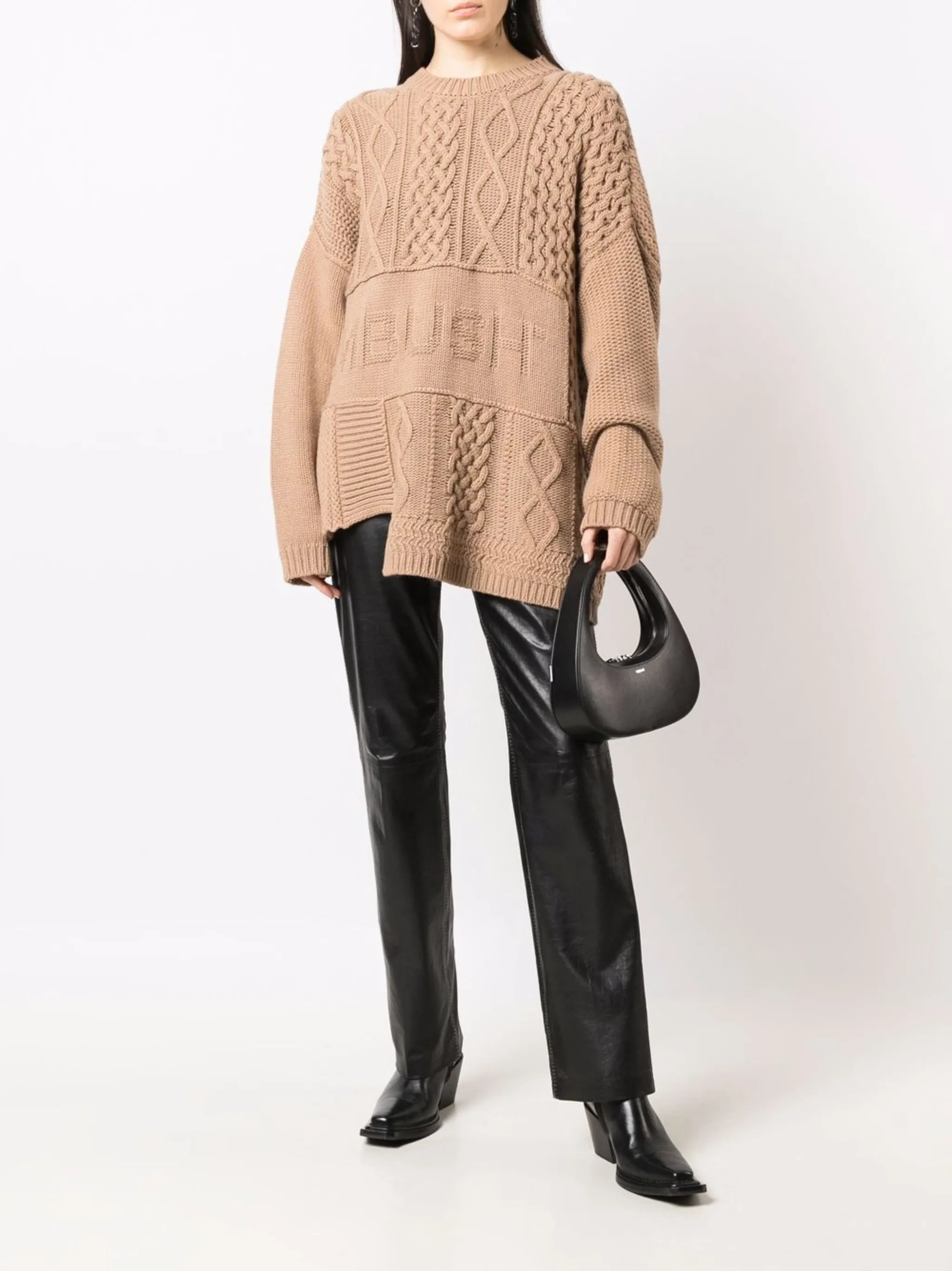 patchwork cable-knit jumper