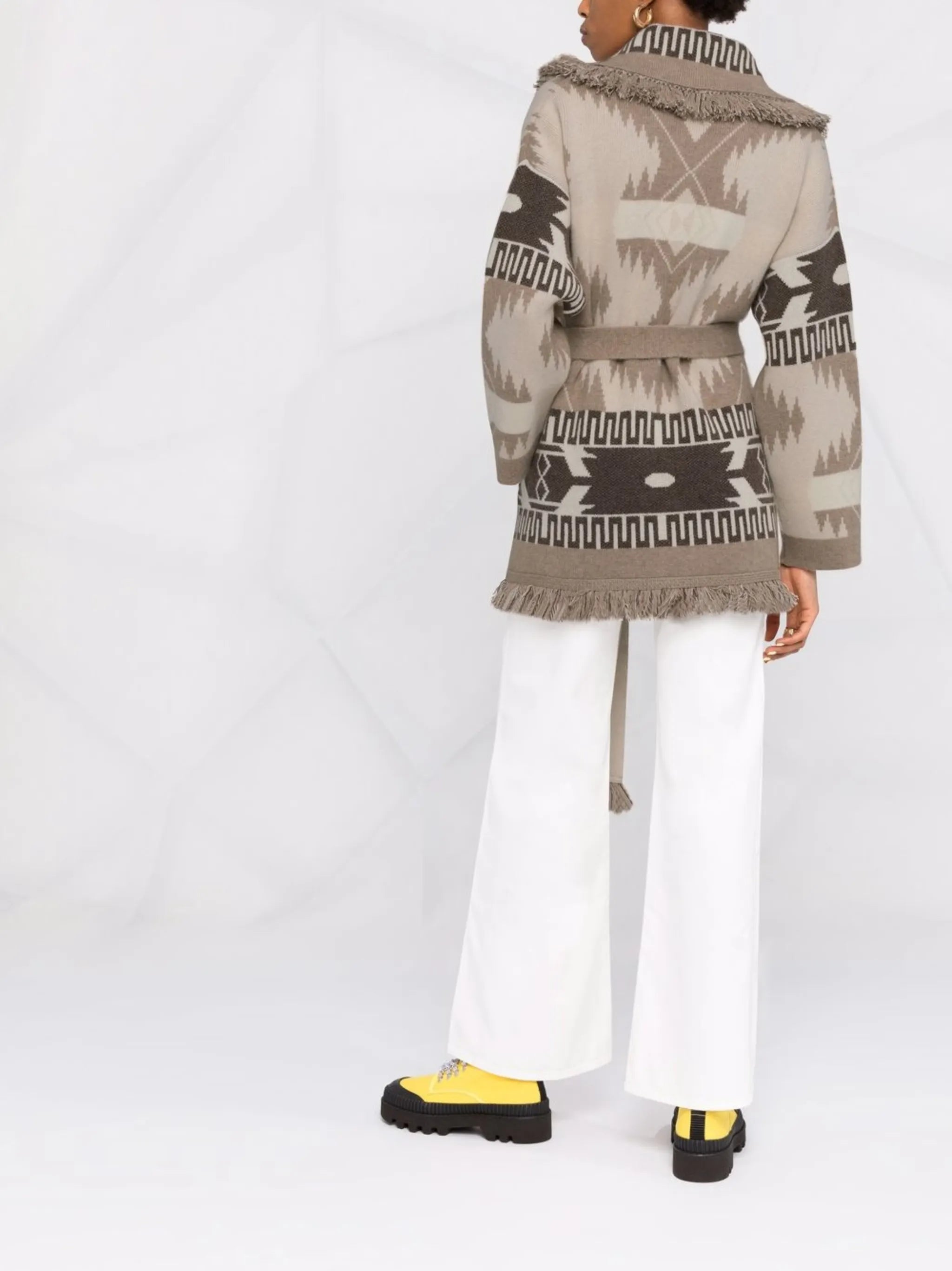 jacquard-pattern cardi-coat