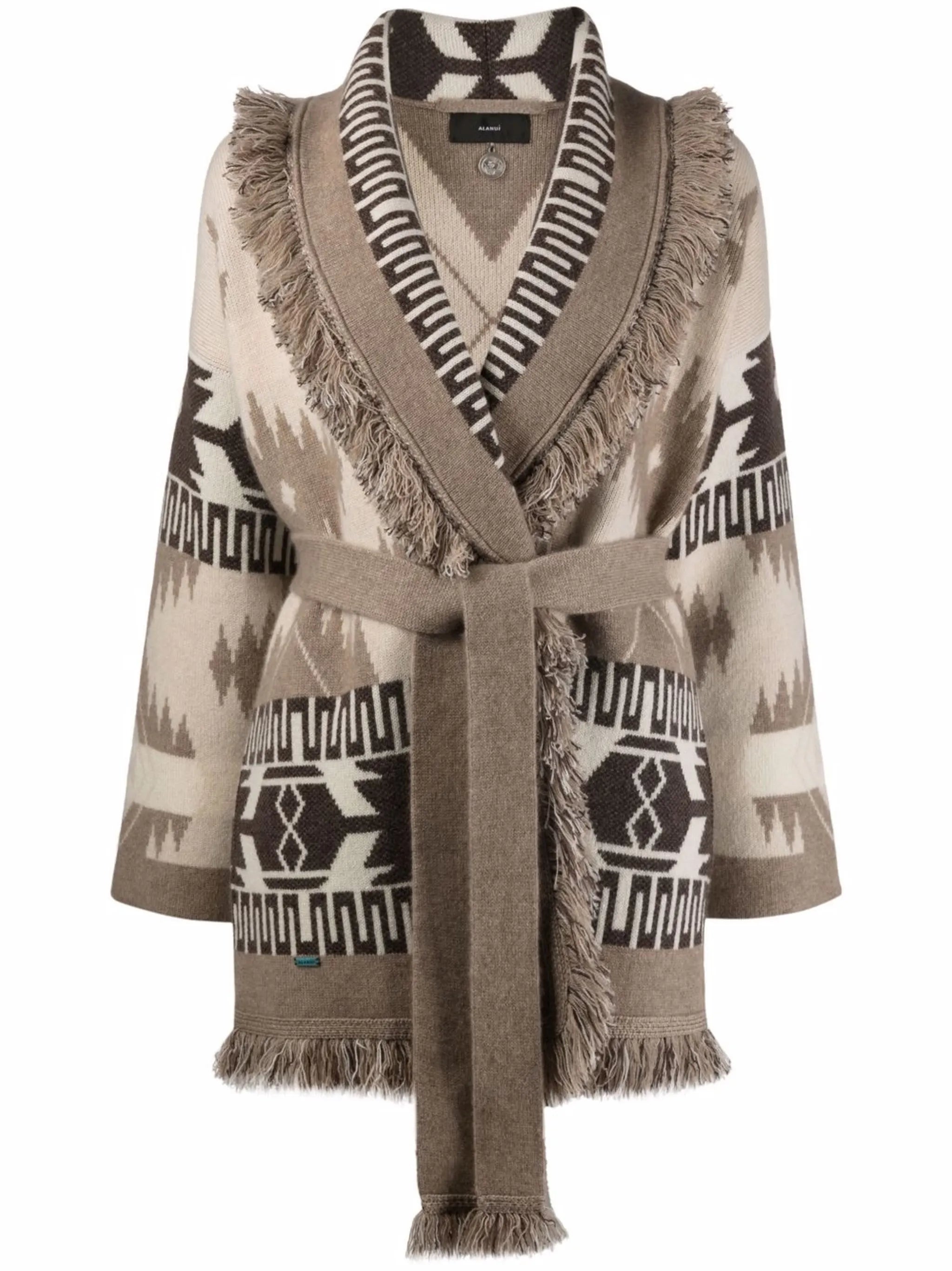 jacquard-pattern cardi-coat