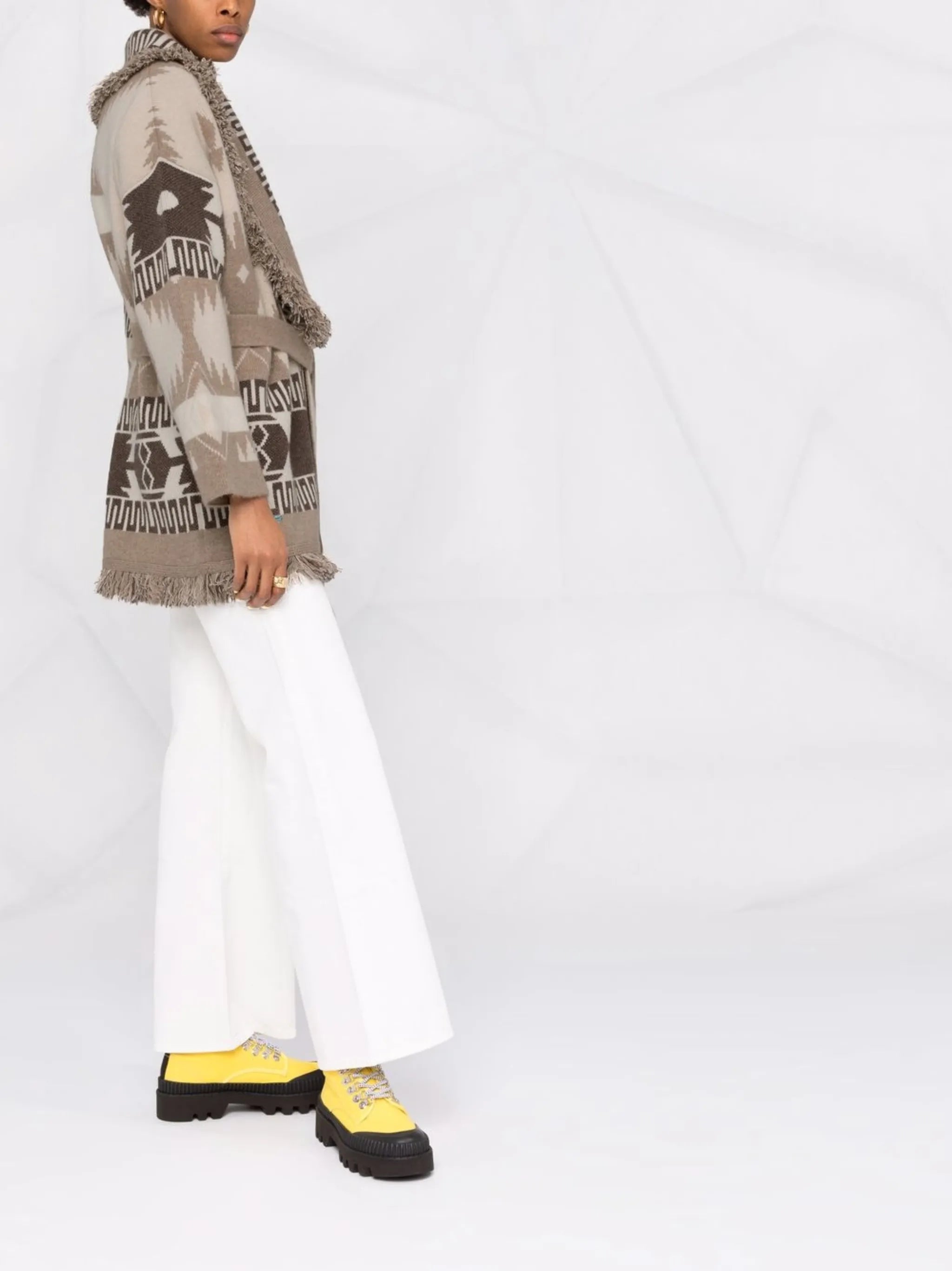 jacquard-pattern cardi-coat