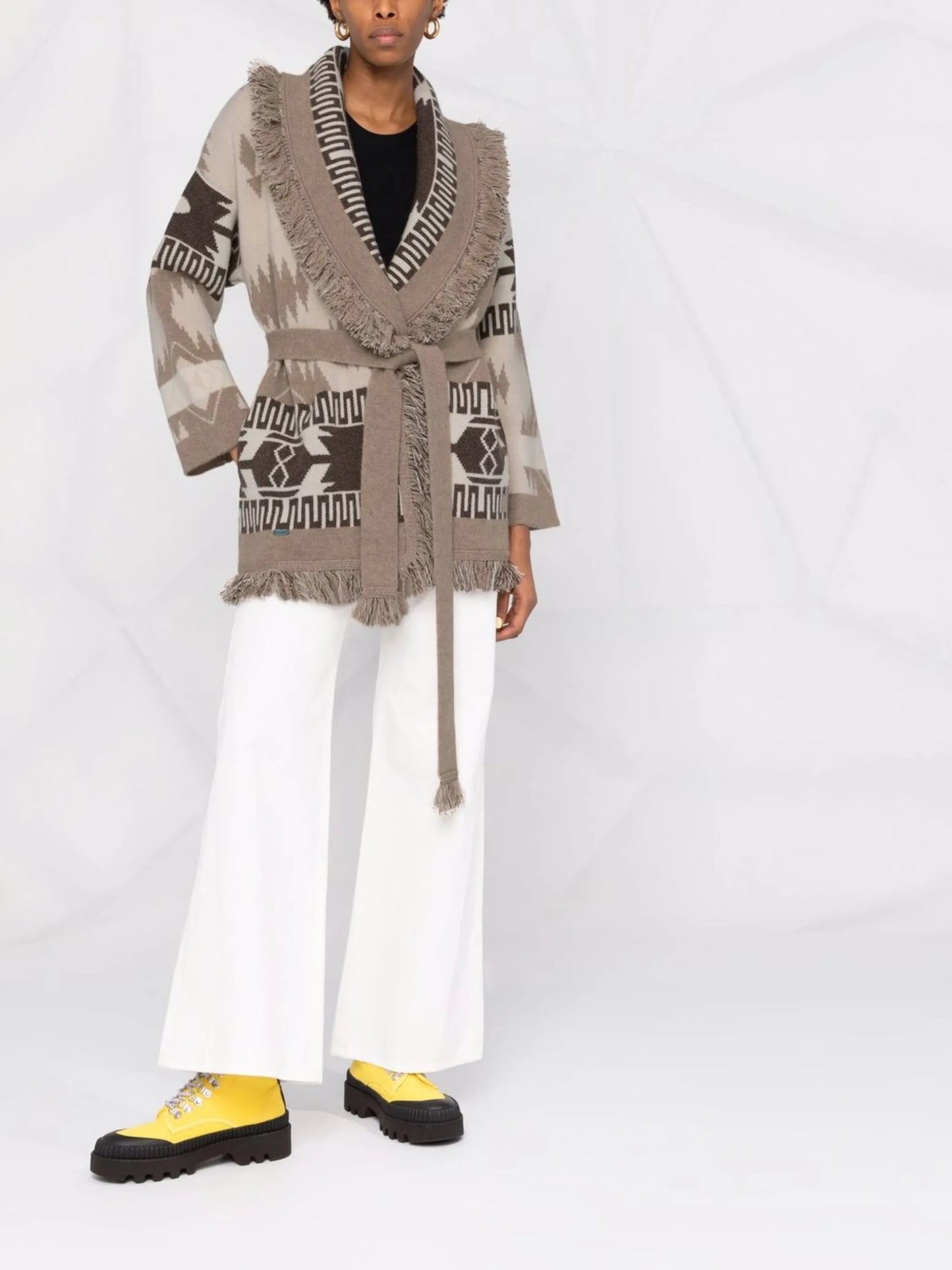 jacquard-pattern cardi-coat