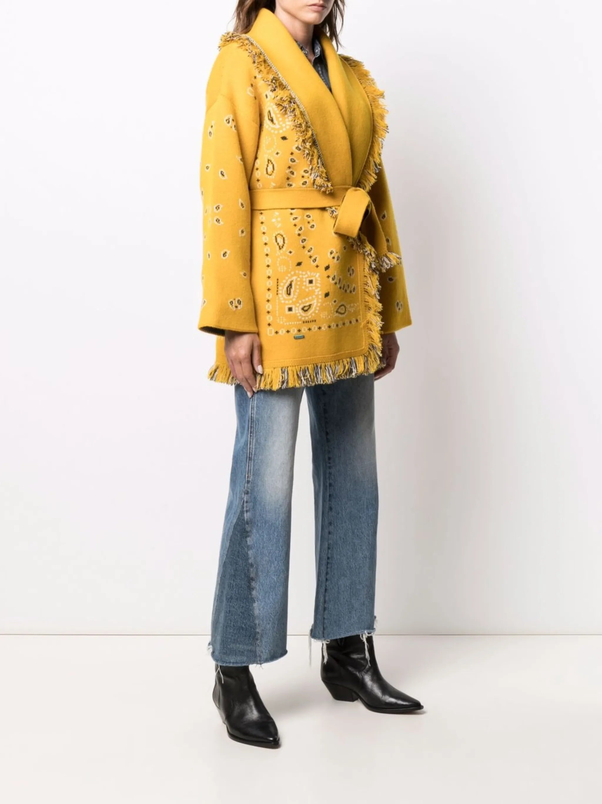 bandana-print tied-waist cardigan