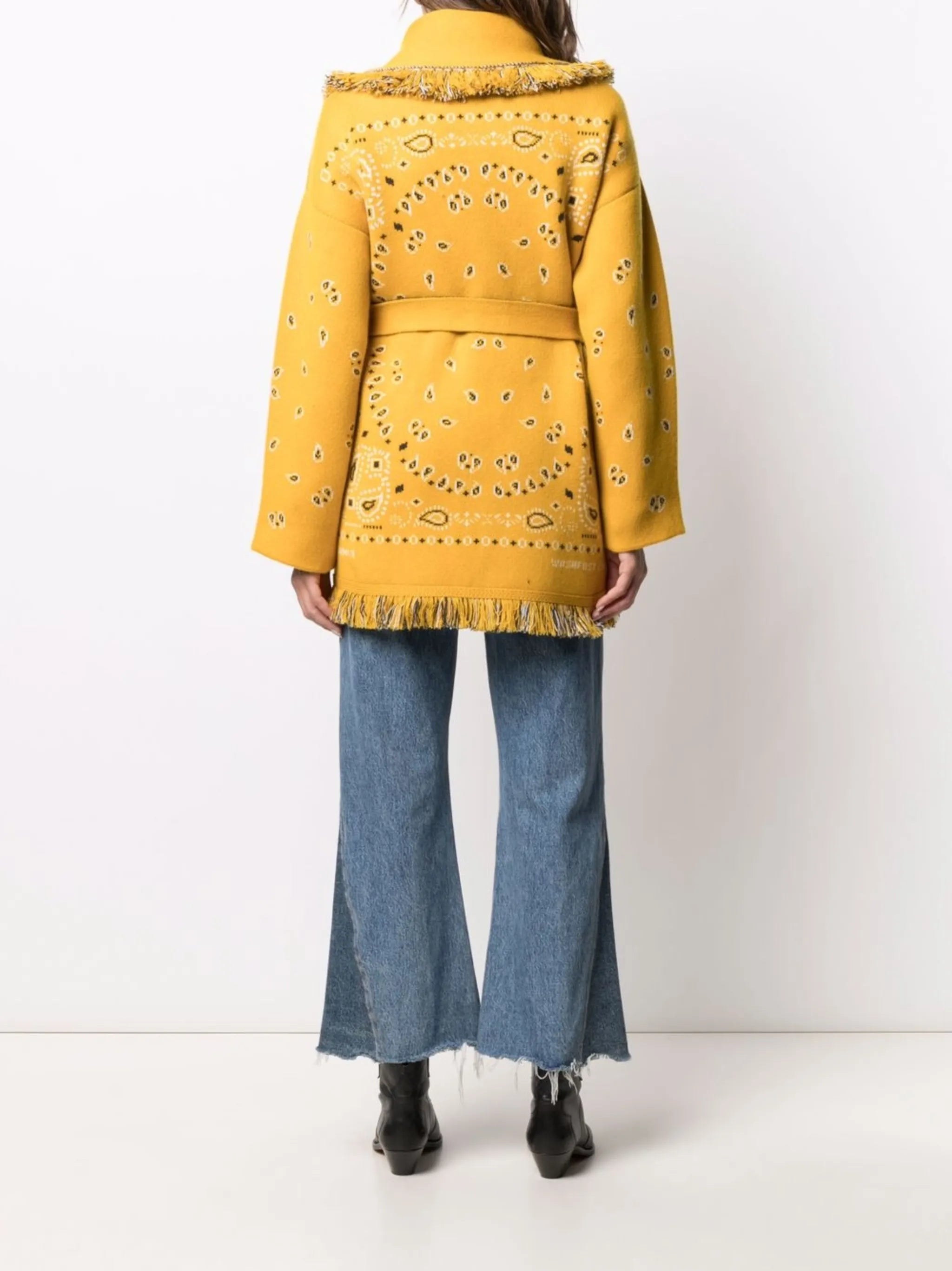 bandana-print tied-waist cardigan