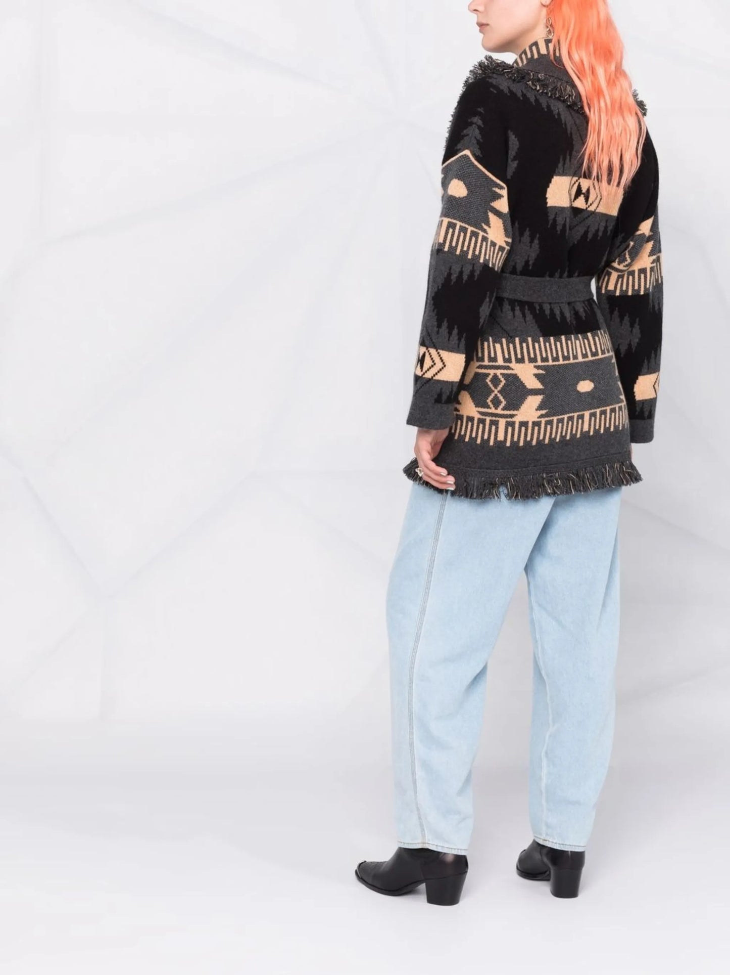 jacquard-pattern cardi-coat