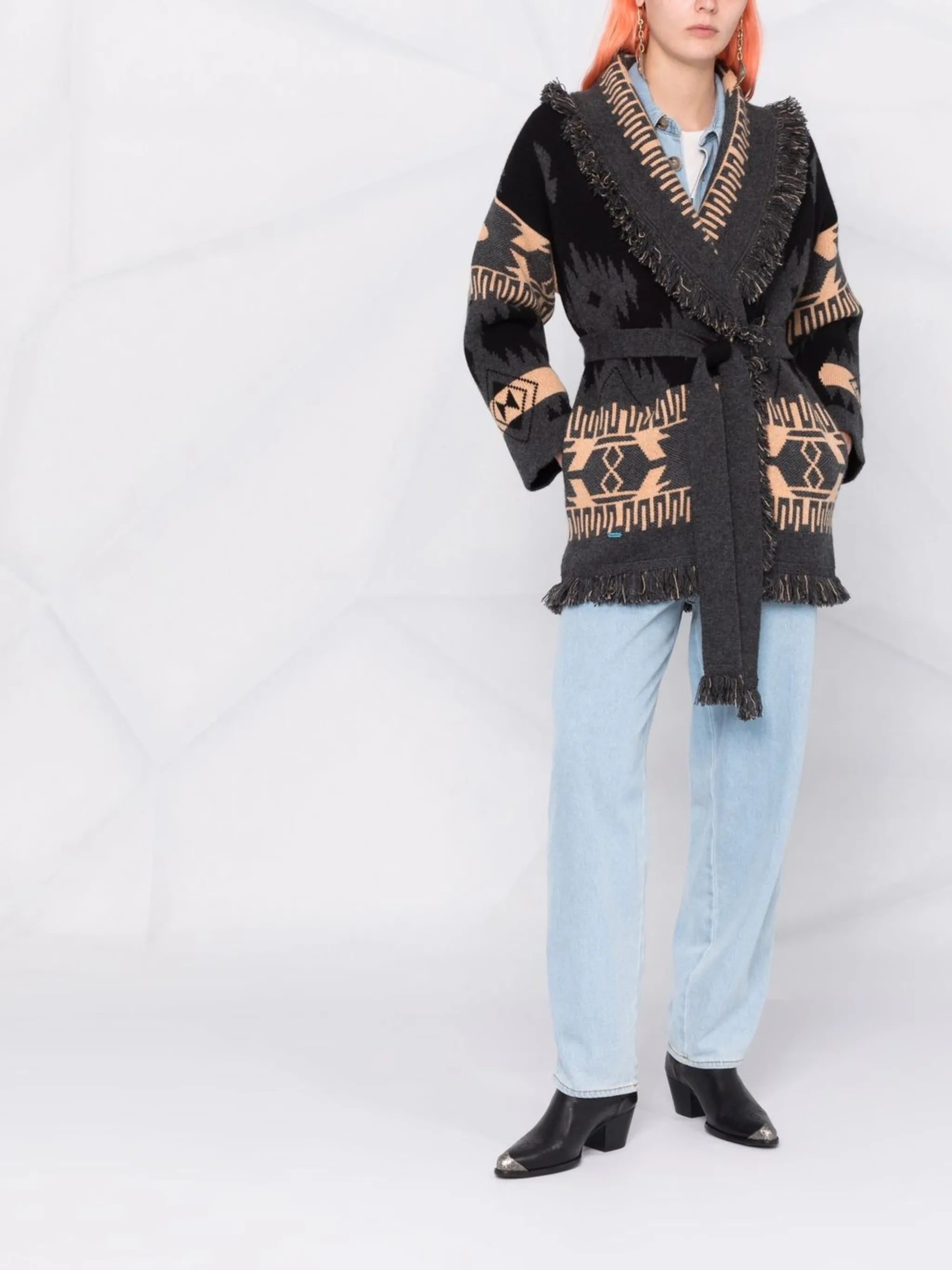 jacquard-pattern cardi-coat