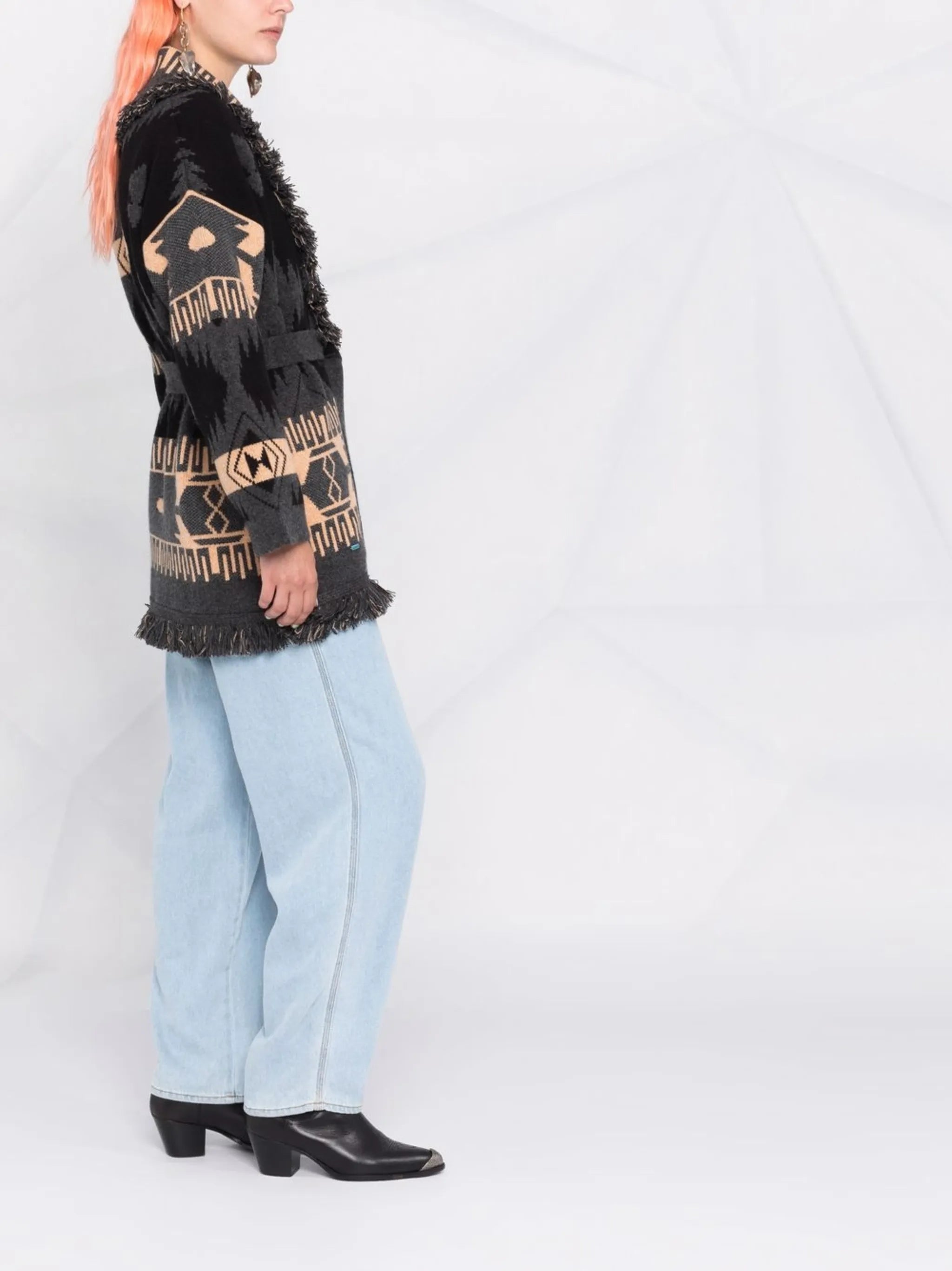 jacquard-pattern cardi-coat