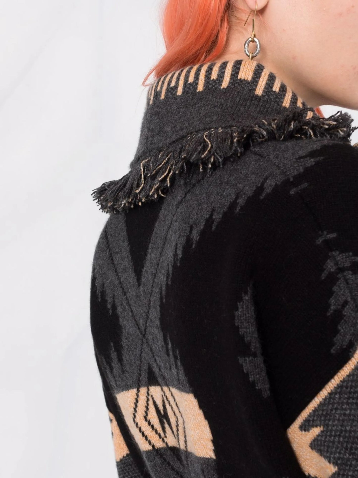 jacquard-pattern cardi-coat