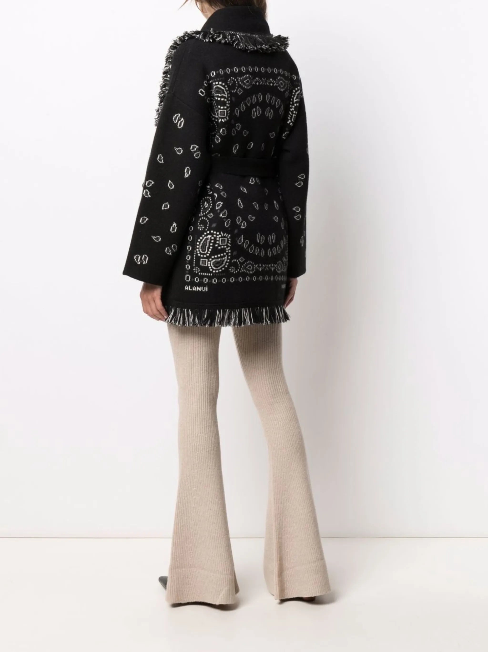 bandana-print tied-waist cardigan