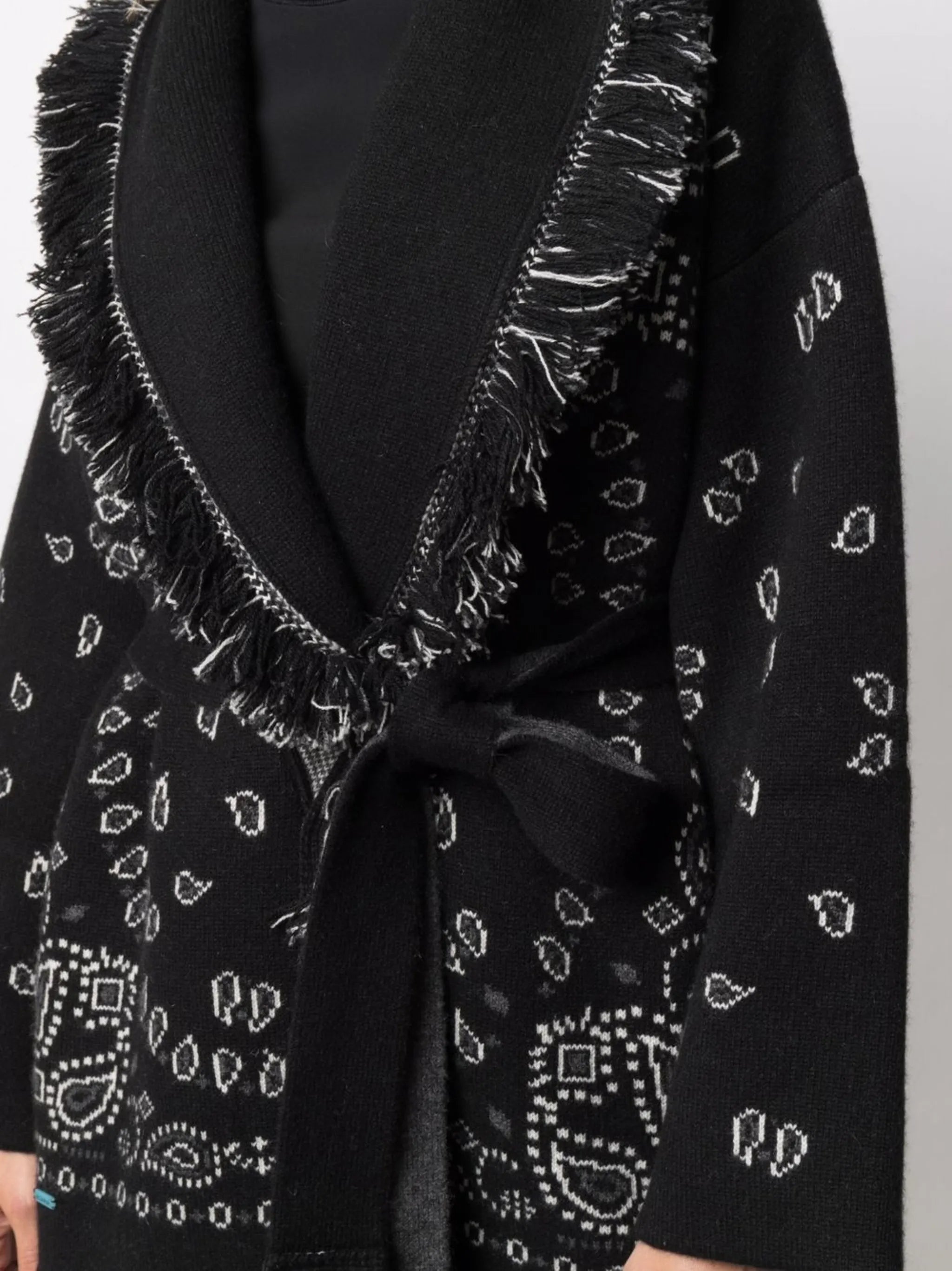 bandana-print tied-waist cardigan