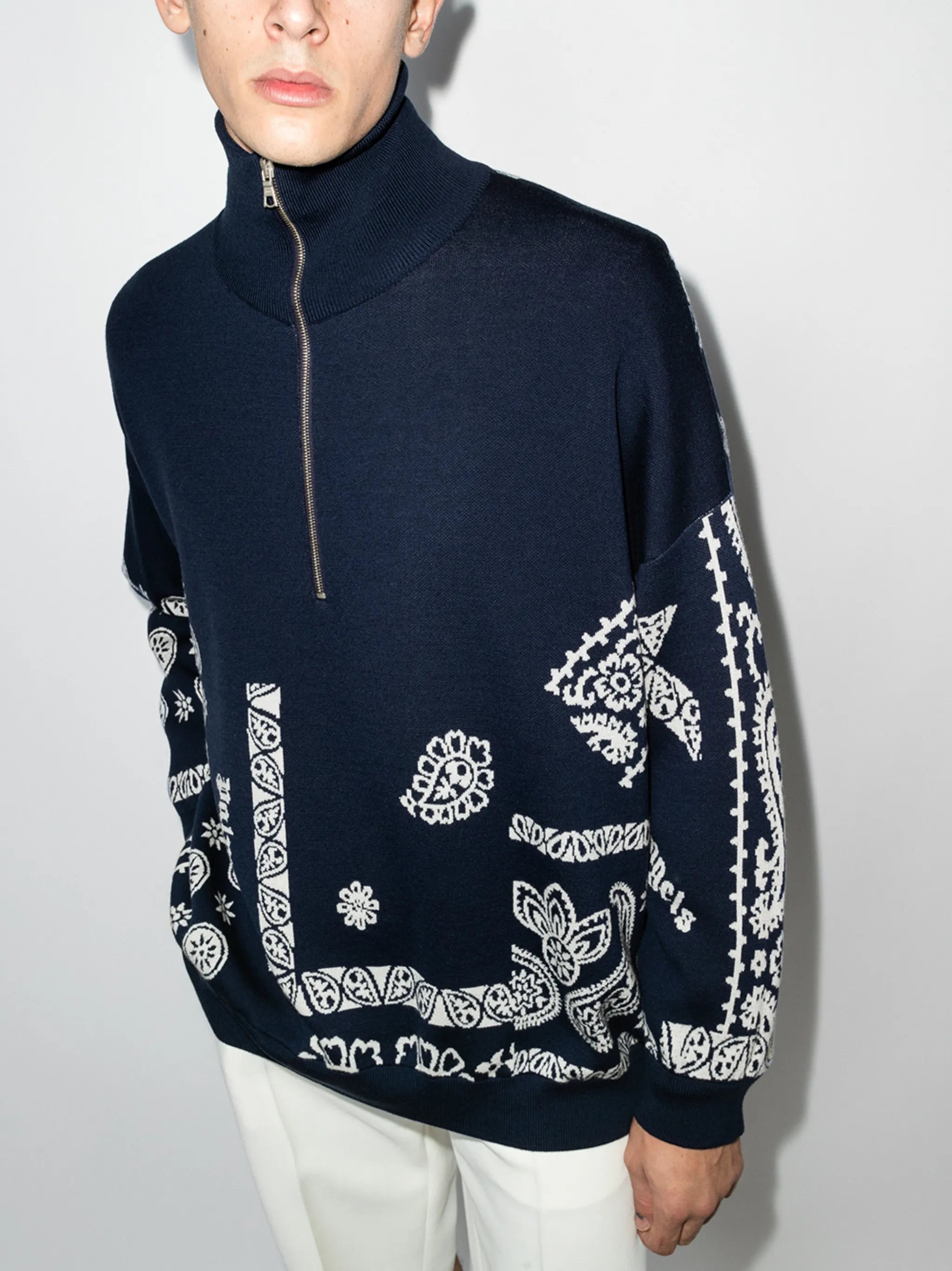 paisley-intarsia jumper