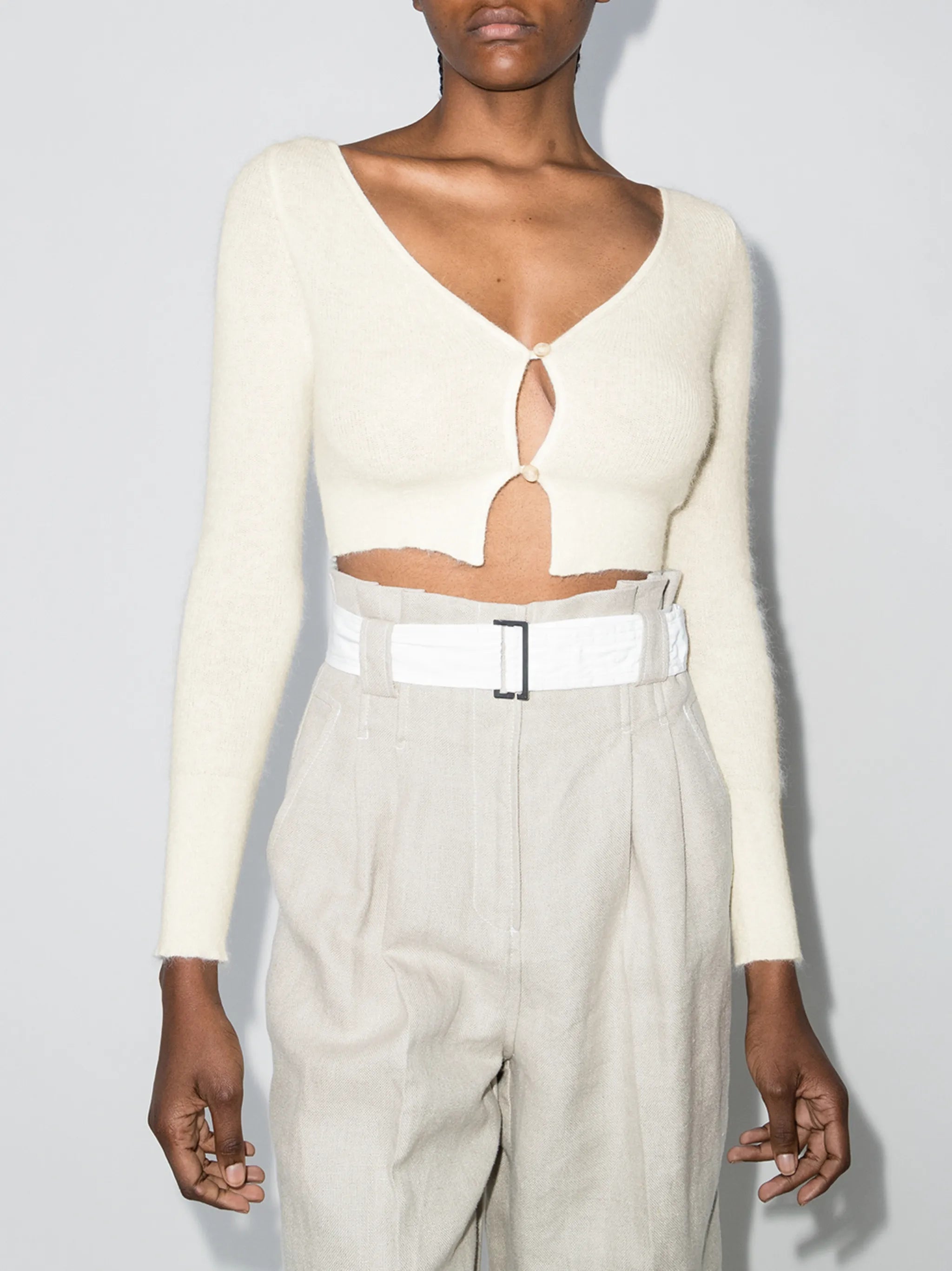 Alzou cropped V-neck cardigan