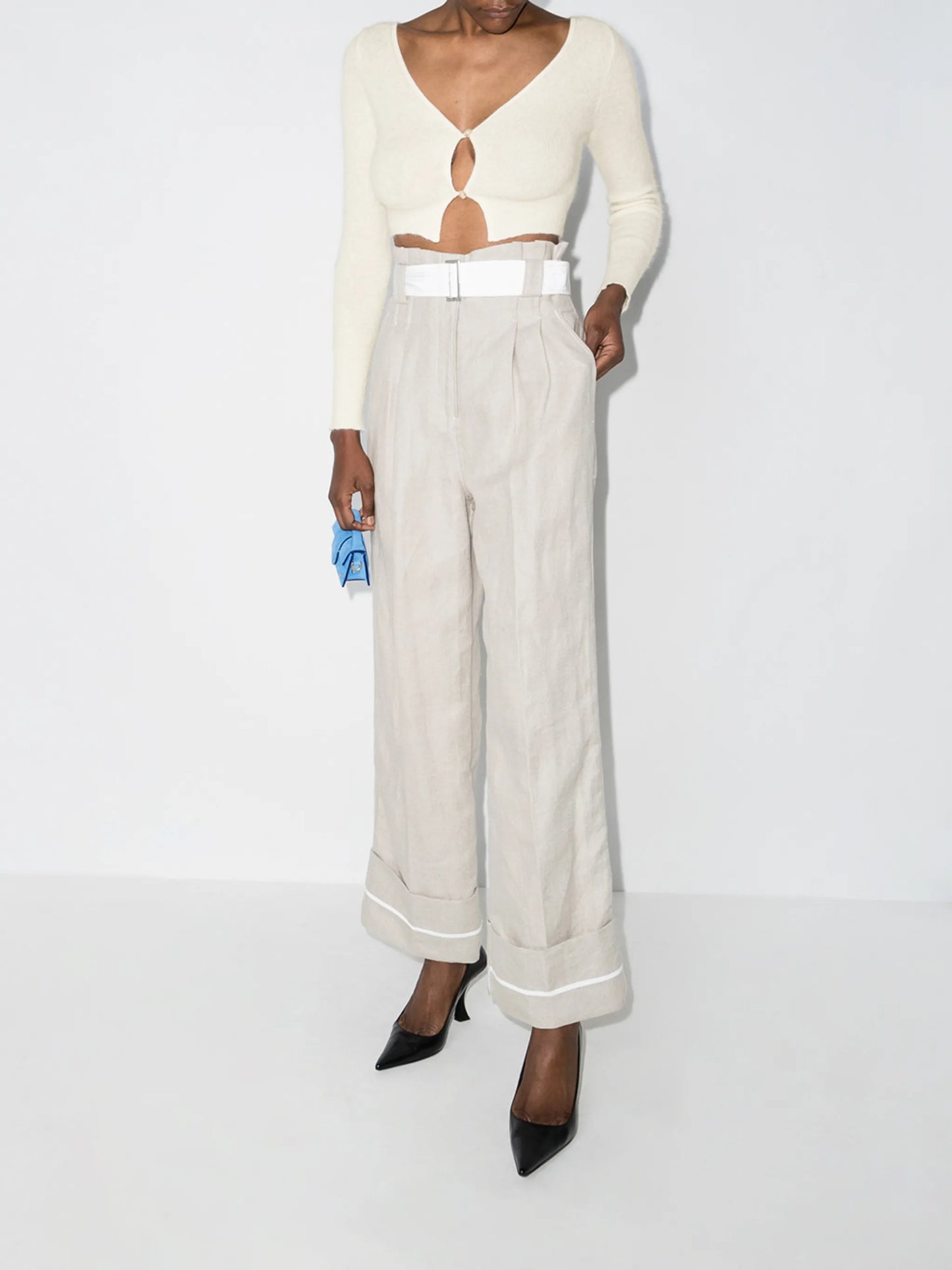 Alzou cropped V-neck cardigan